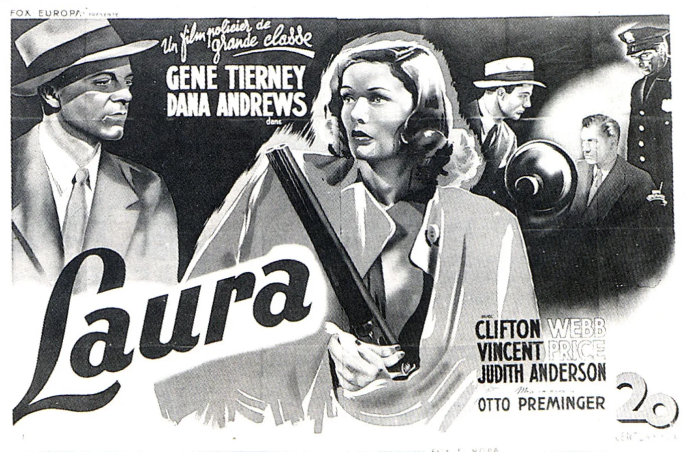 Gene Tierney, Judith Anderson, Dana Andrews, Vincent Price, and Clifton Webb in Laura (1944)
