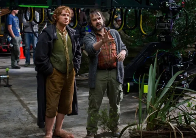 Peter Jackson and Martin Freeman in The Hobbit: An Unexpected Journey (2012)