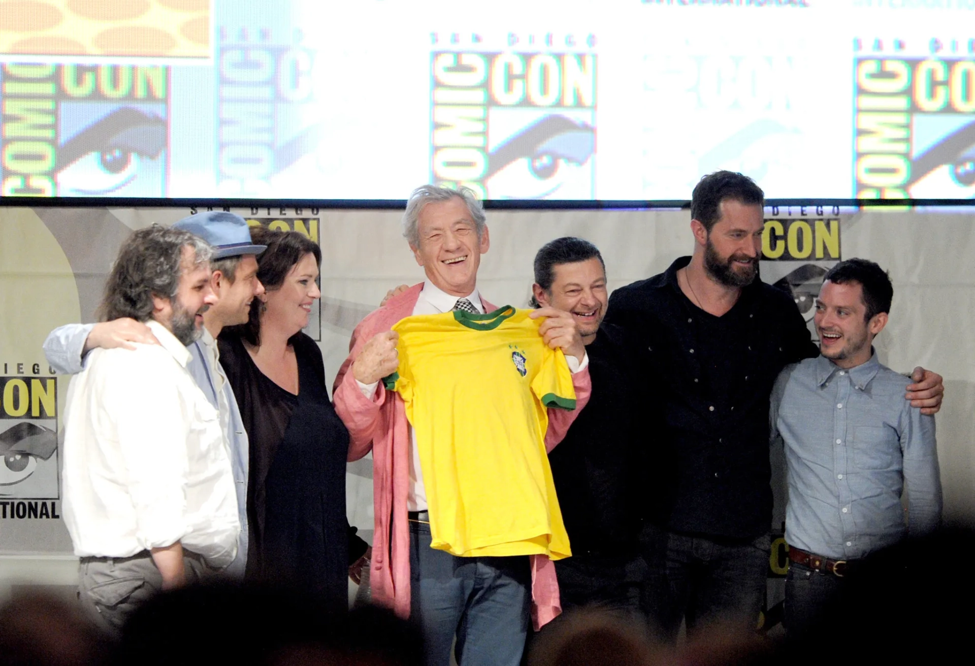 Elijah Wood, Peter Jackson, Ian McKellen, Richard Armitage, Philippa Boyens, Martin Freeman, and Andy Serkis at an event for The Hobbit: An Unexpected Journey (2012)