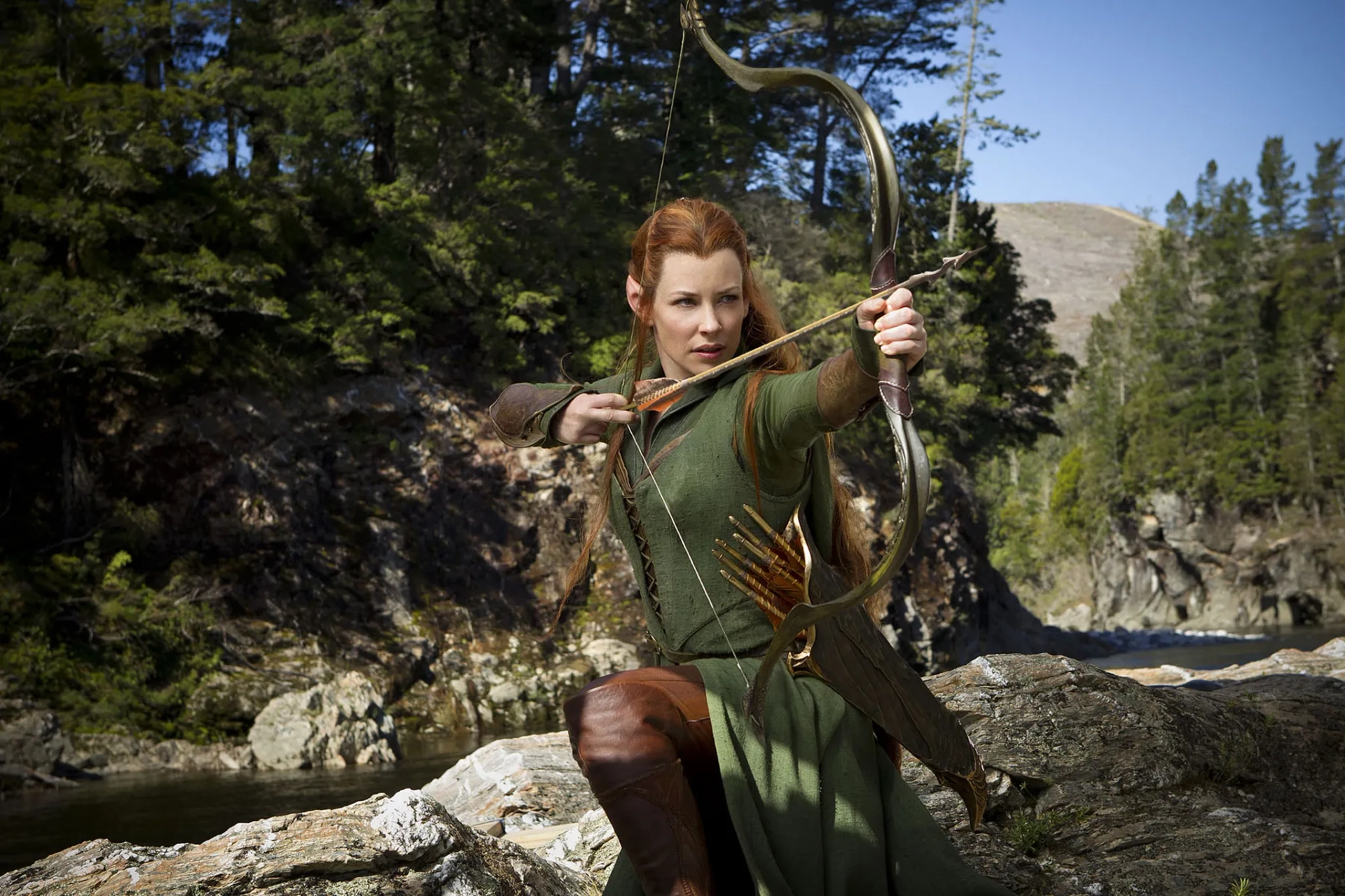 Evangeline Lilly as Tauriel in The Hobbit: The Desolation of Smaug.