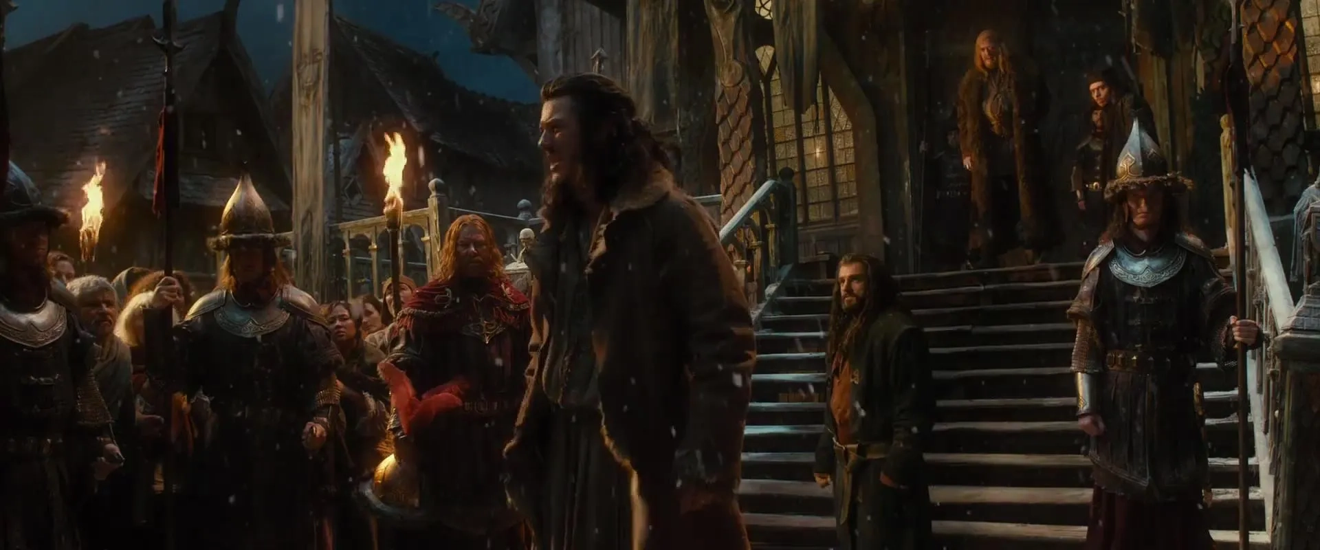 Stephen Fry, Richard Armitage, Luke Evans, Ryan Gage, Rodney Bane, Mark Mitchinson, Joseph Mika-Hunt, and Raymond Cox in The Hobbit: The Desolation of Smaug (2013)