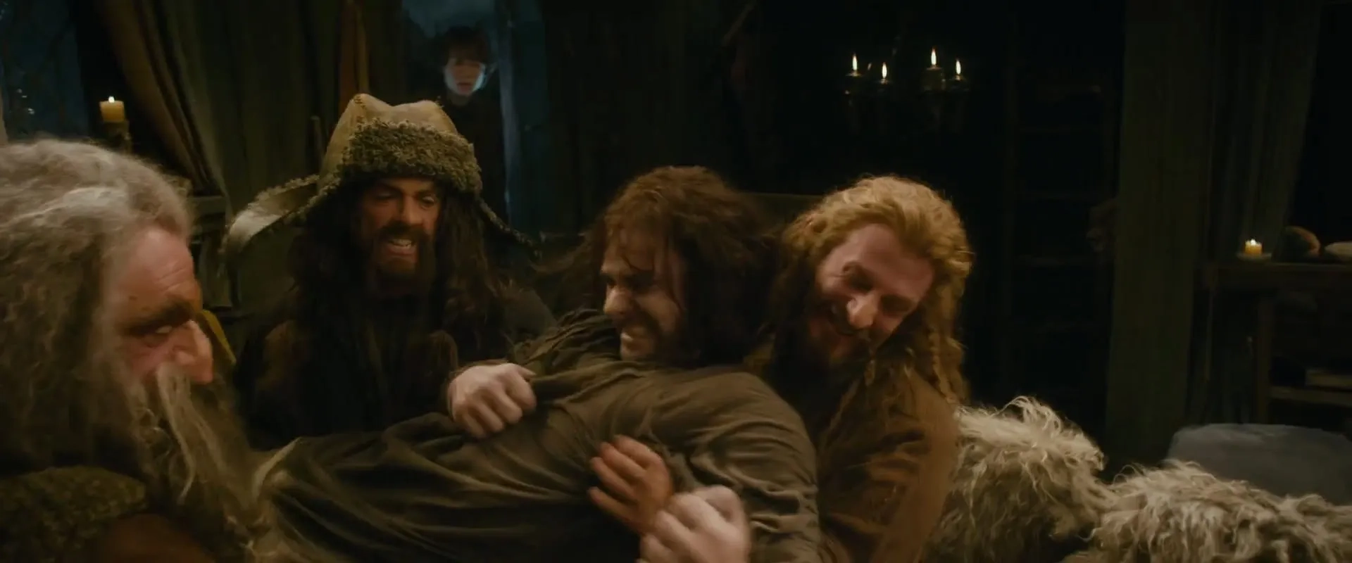 John Callen, James Nesbitt, Dean O'Gorman, Aidan Turner, and John Bell in The Hobbit: The Desolation of Smaug (2013)