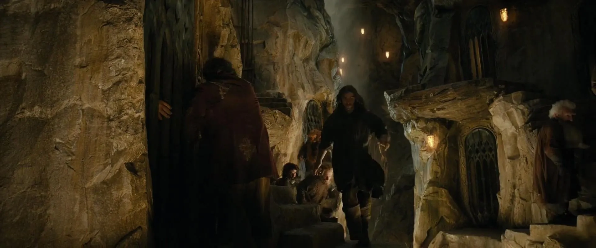 Martin Freeman, William Kircher, Dean O'Gorman, Stephen Hunter, and Aidan Turner in The Hobbit: The Desolation of Smaug (2013)