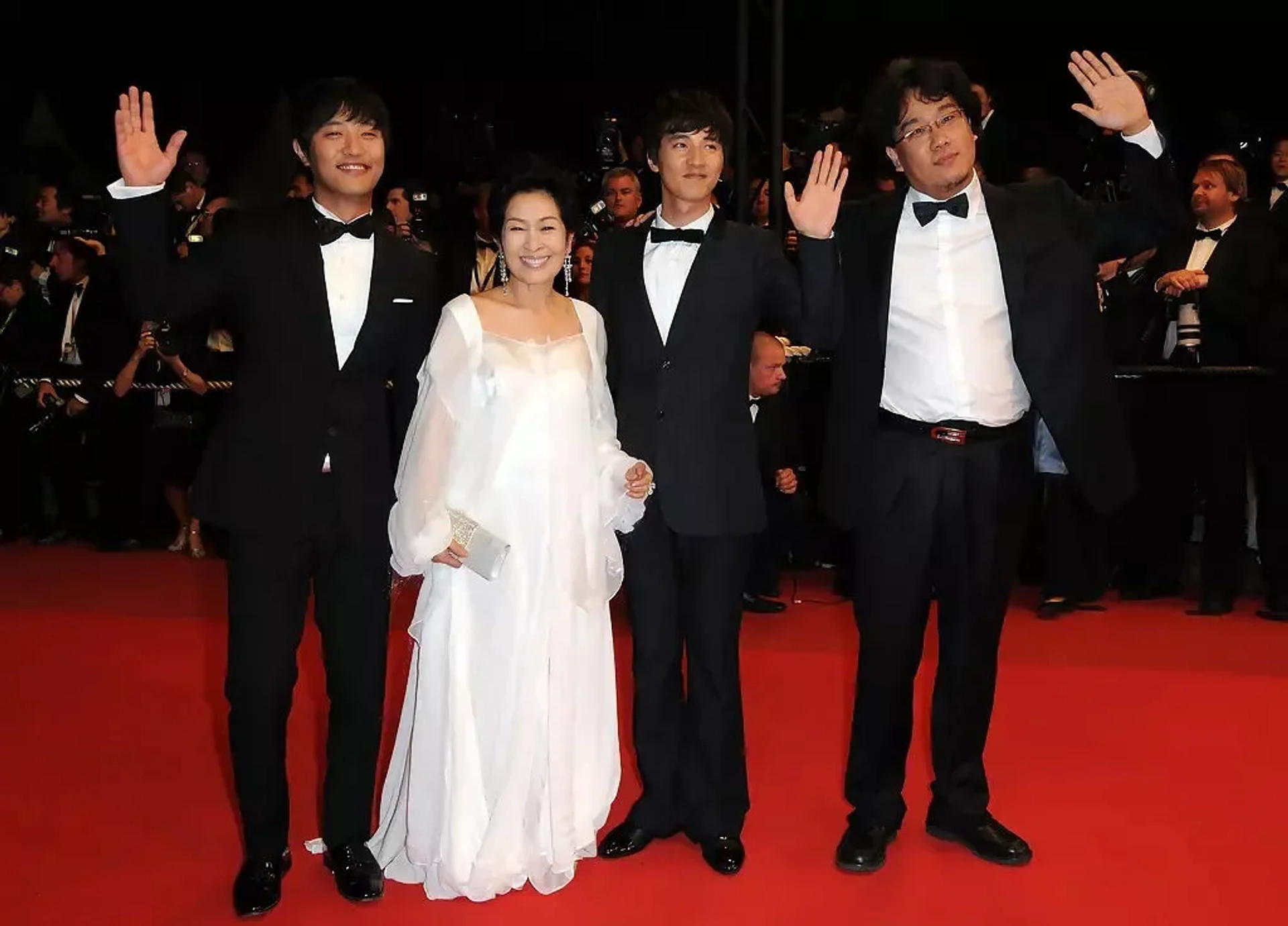 Bong Joon Ho, Won Bin, Hye-ja Kim, and Jin Goo at an event for Mother (2009)