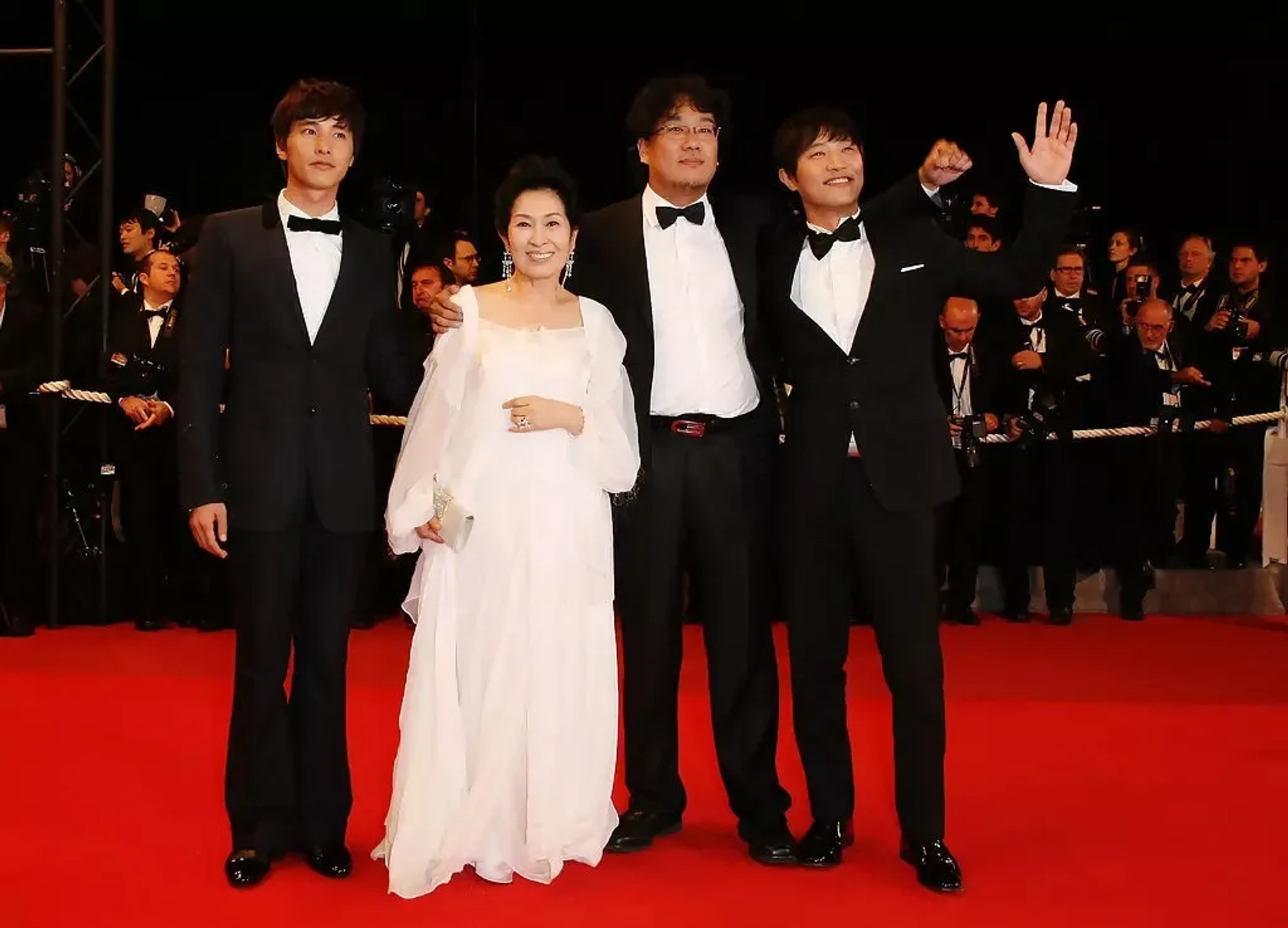 Bong Joon Ho, Won Bin, Hye-ja Kim, and Jin Goo at an event for Mother (2009)