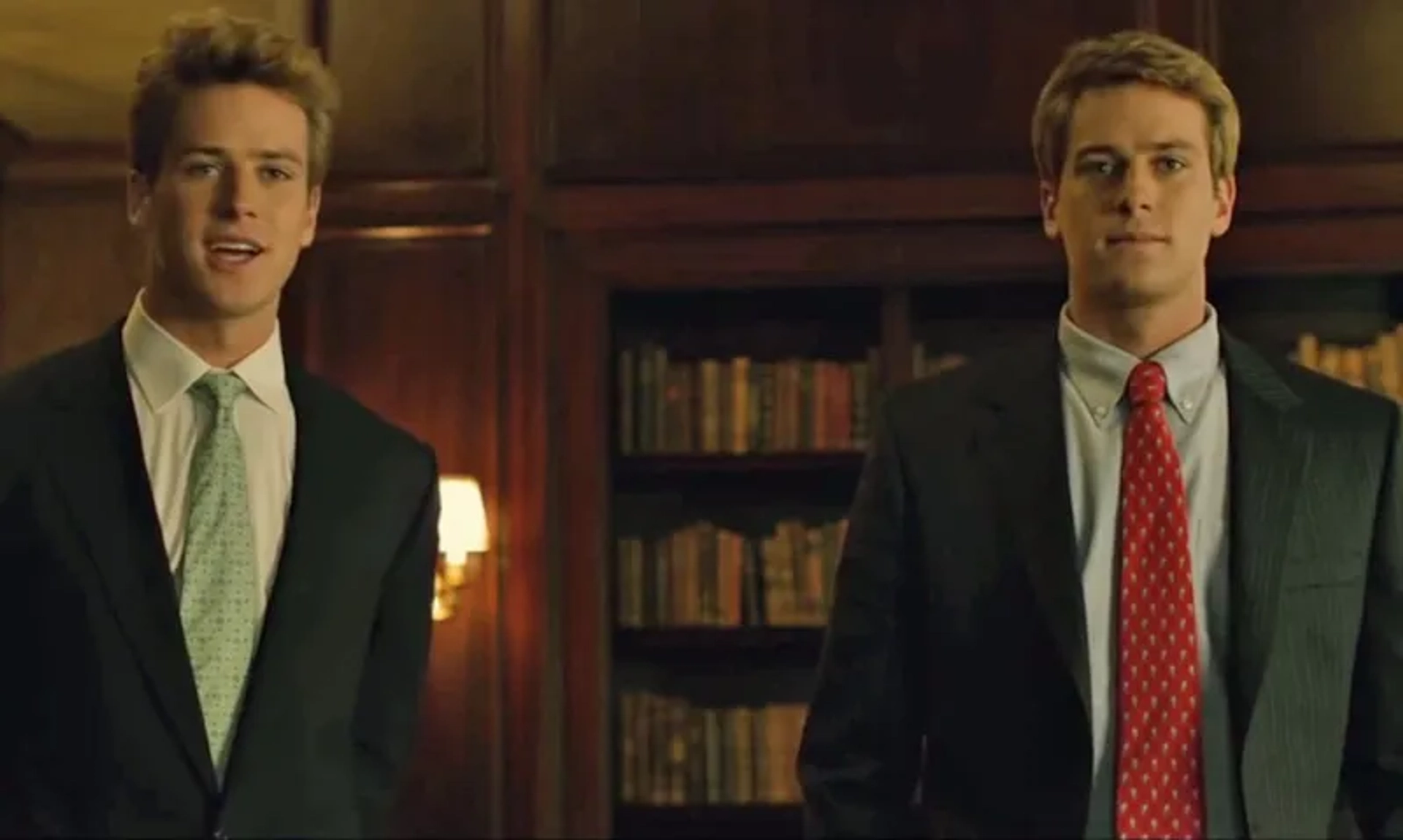 Armie Hammer and Josh Pence in The Social Network (2010)