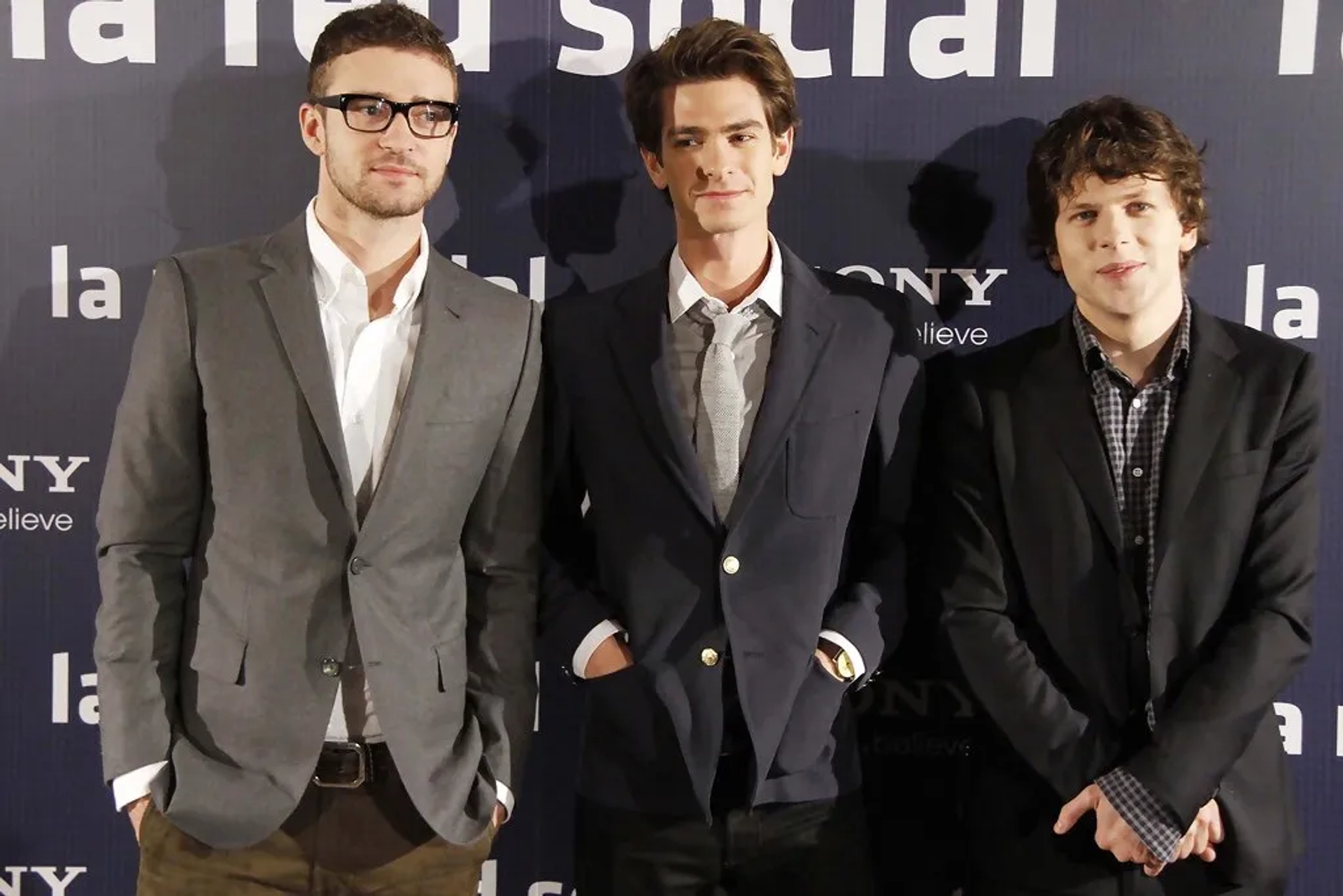 Justin Timberlake, Jesse Eisenberg, and Andrew Garfield at an event for The Social Network (2010)