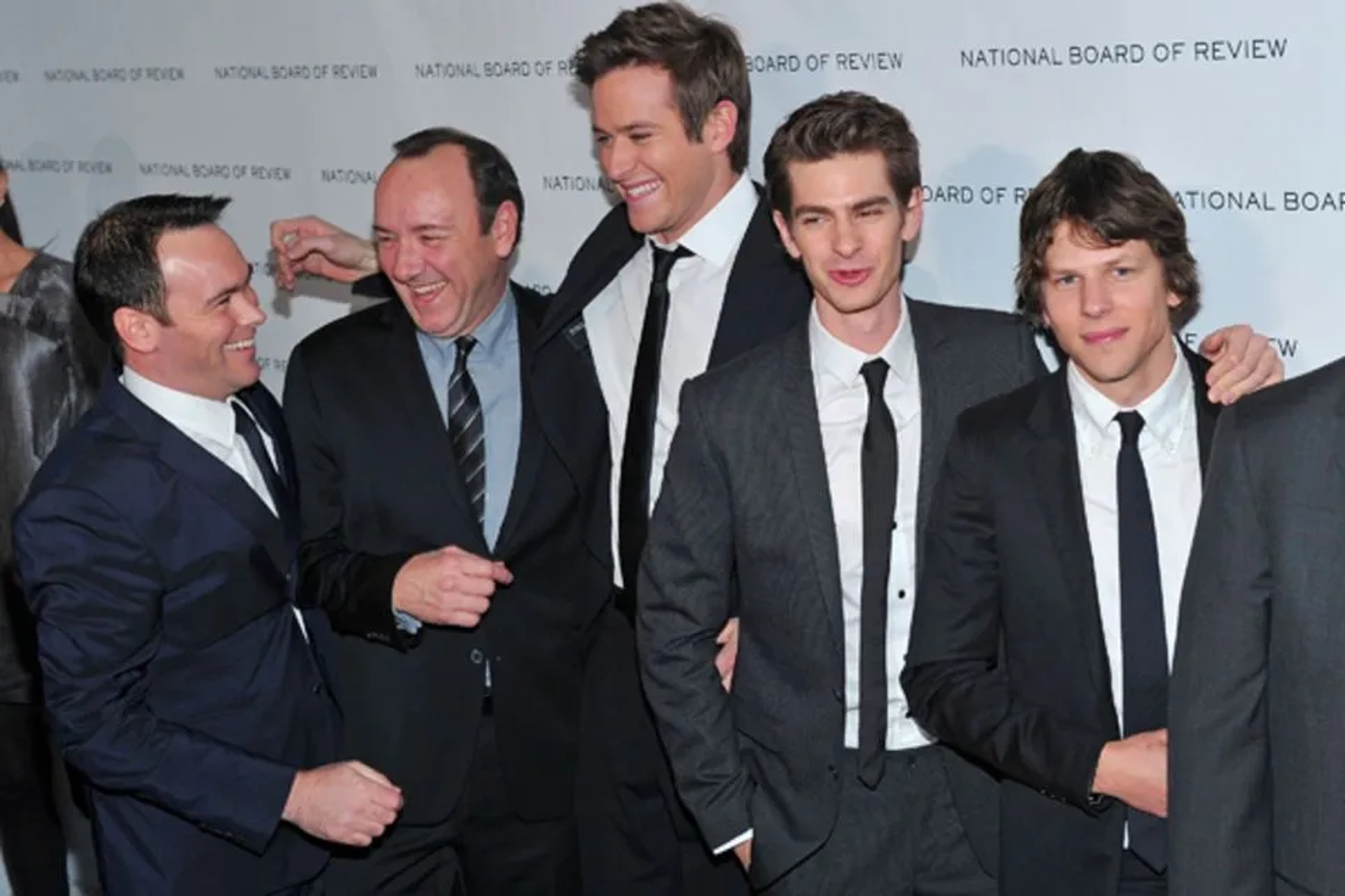 Kevin Spacey, Dana Brunetti, Jesse Eisenberg, Andrew Garfield, and Armie Hammer at an event for The Social Network (2010)