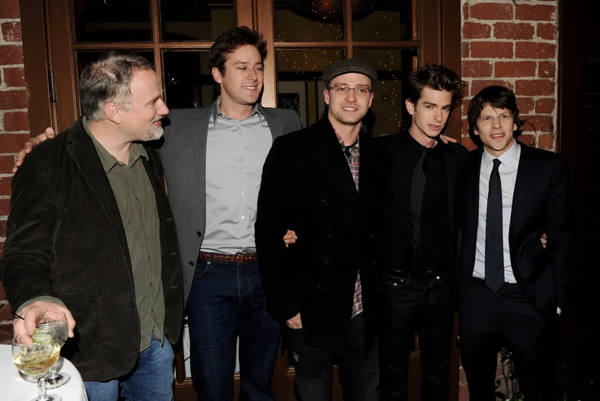 David Fincher, Justin Timberlake, Jesse Eisenberg, Andrew Garfield, and Armie Hammer at an event for The Social Network (2010)