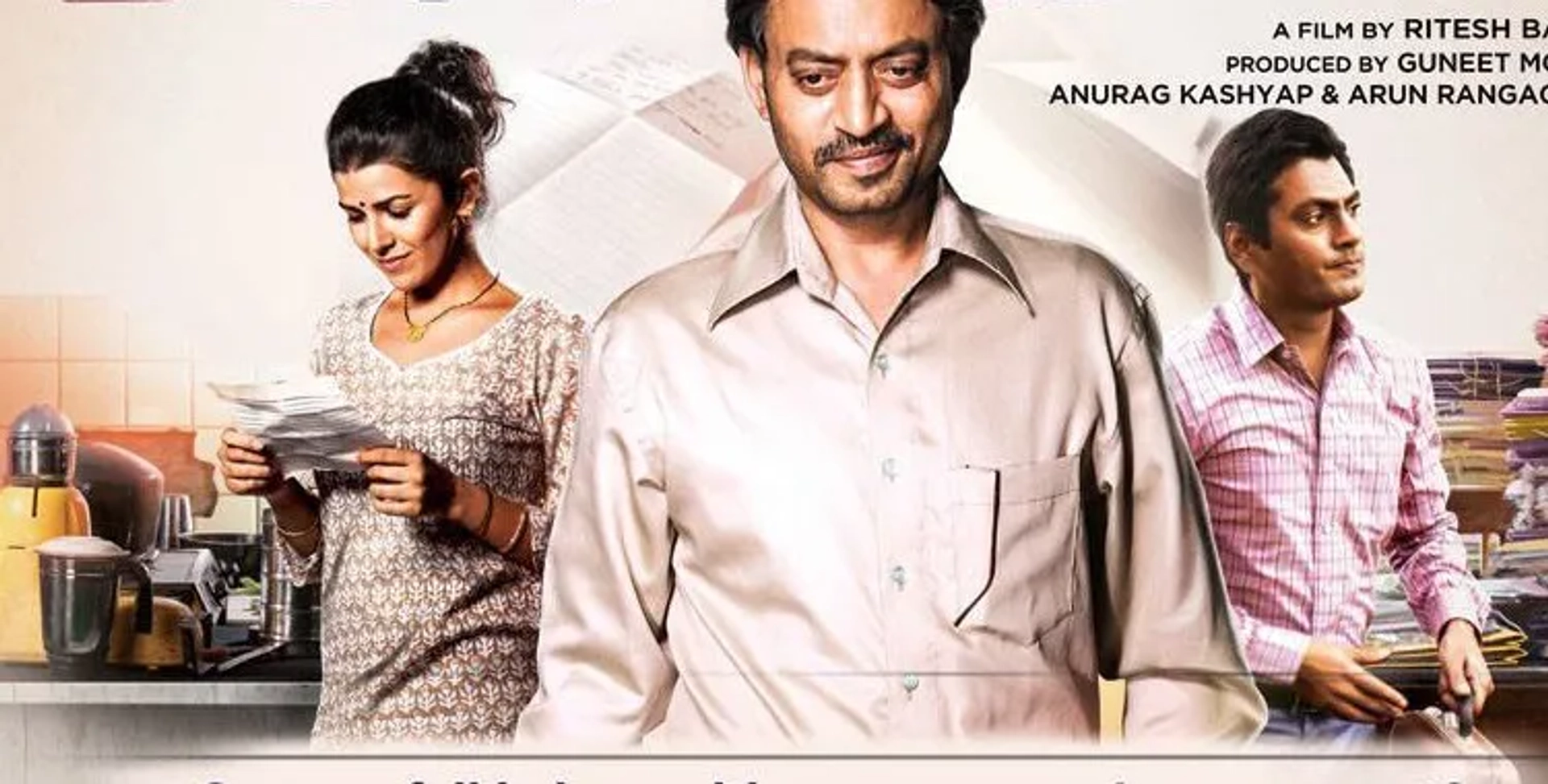 Irrfan Khan, Nawazuddin Siddiqui, and Nimrat Kaur in The Lunchbox (2013)