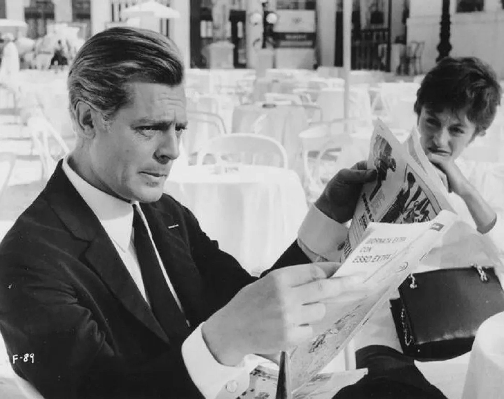 Marcello Mastroianni and Anouk Aimée in 8½ (1963)