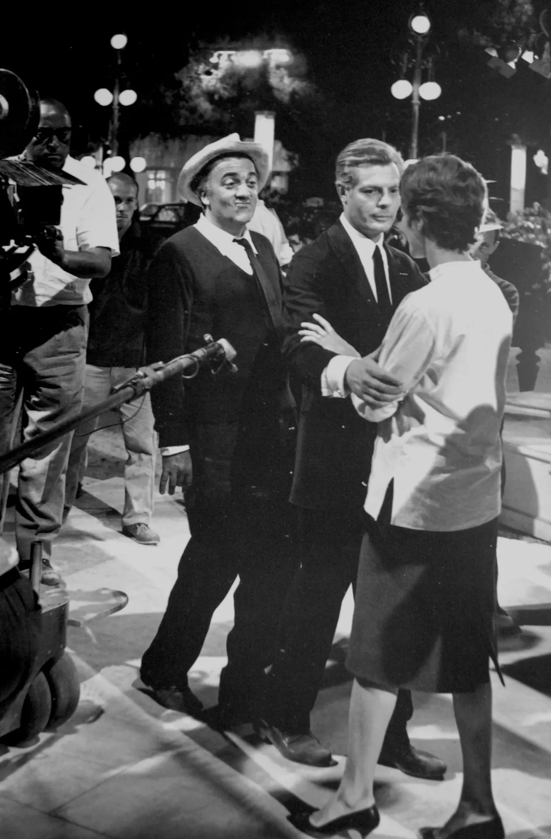 Federico Fellini, Marcello Mastroianni, and Anouk Aimée in 8½ (1963)