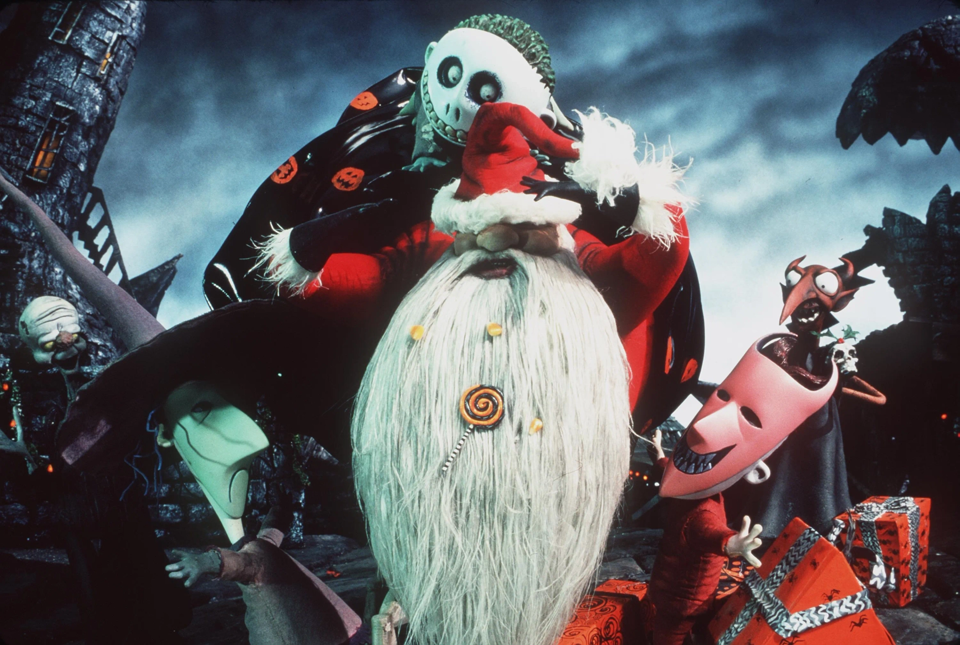 Danny Elfman, Paul Reubens, Catherine O'Hara, and Edward Ivory in The Nightmare Before Christmas (1993)