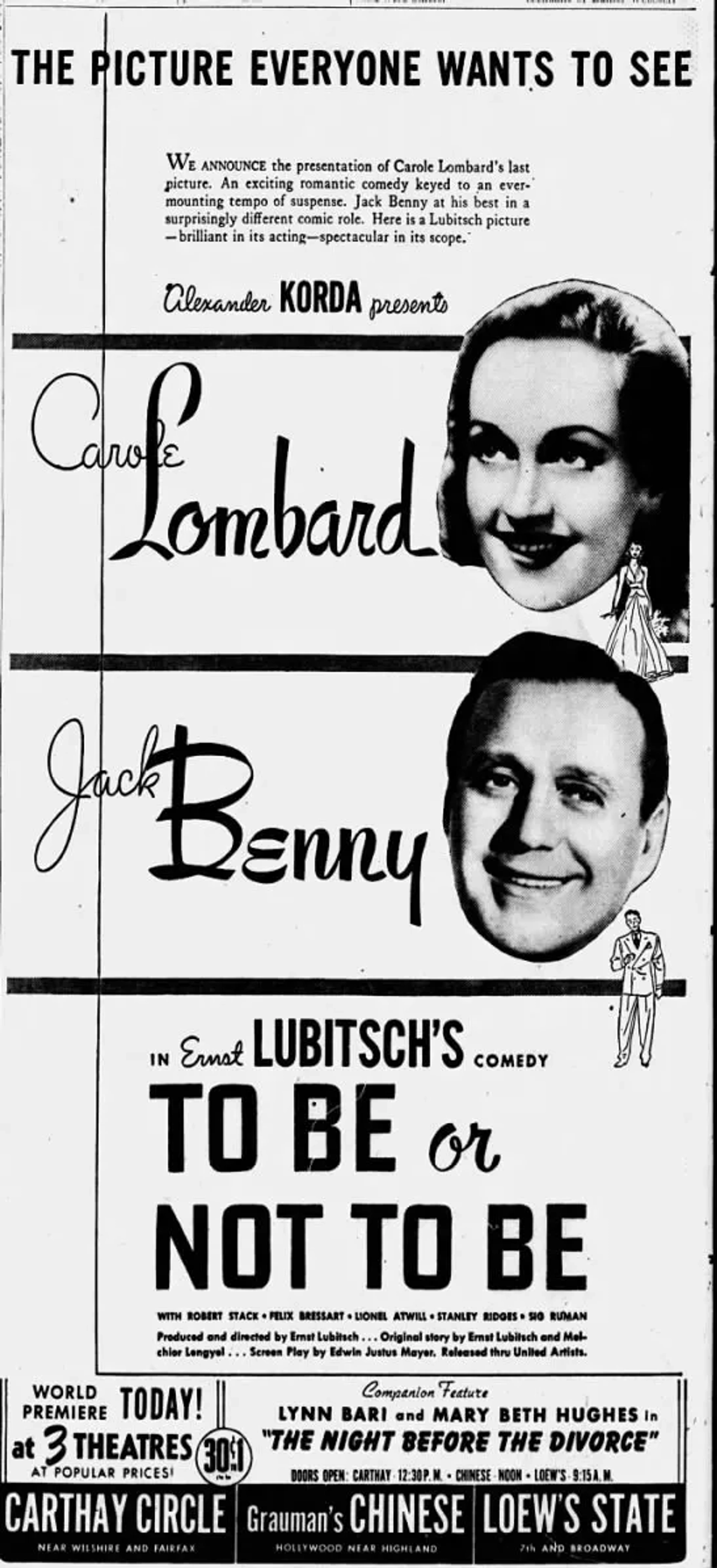 Jack Benny and Carole Lombard in To Be or Not to Be (1942)