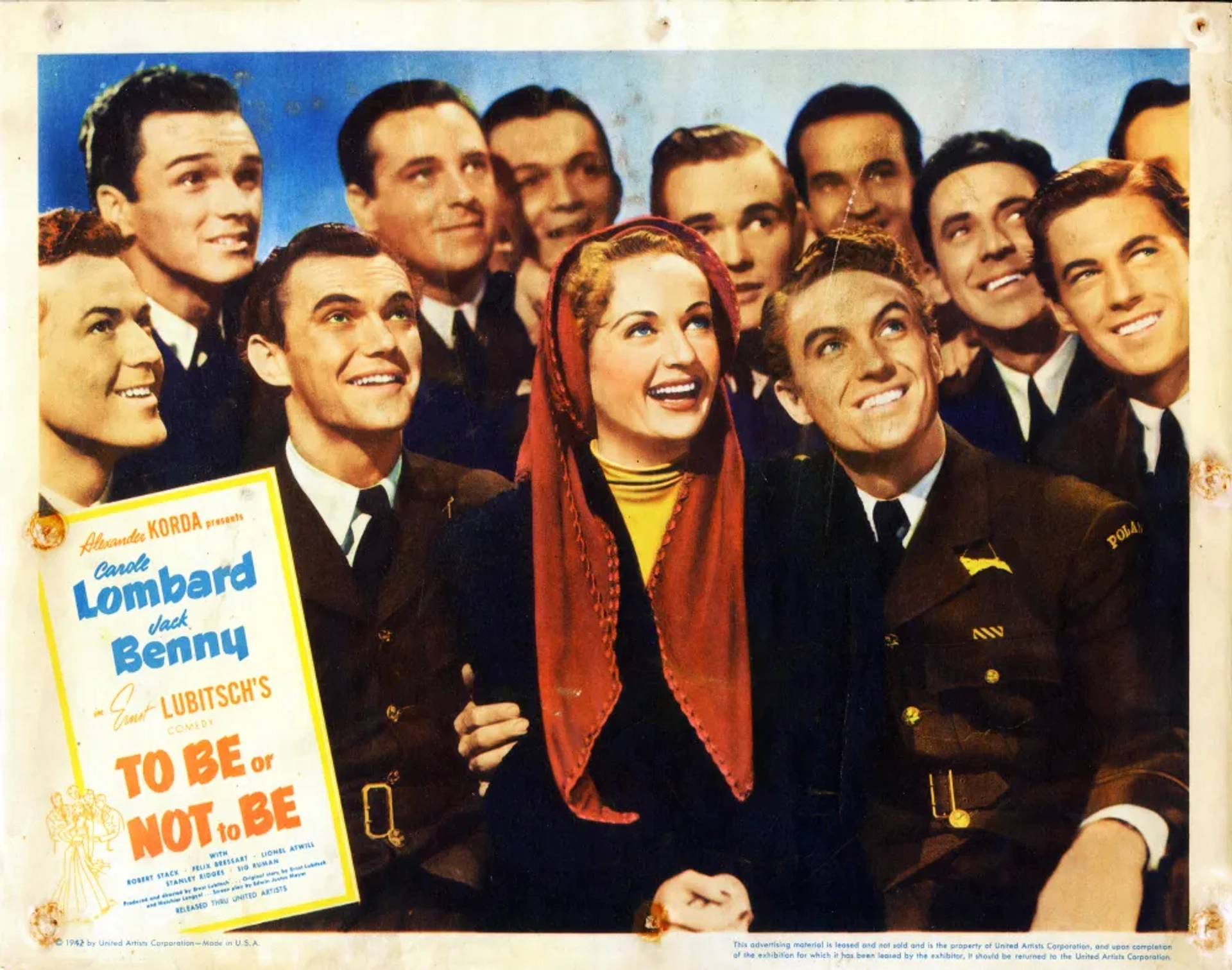 Carole Lombard, Paul Barrett, Helmut Dantine, Leslie Denison, James Gillette, John Kellogg, Maurice Murphy, Gene Rizzi, Robert Stack, and Roland Varno in To Be or Not to Be (1942)