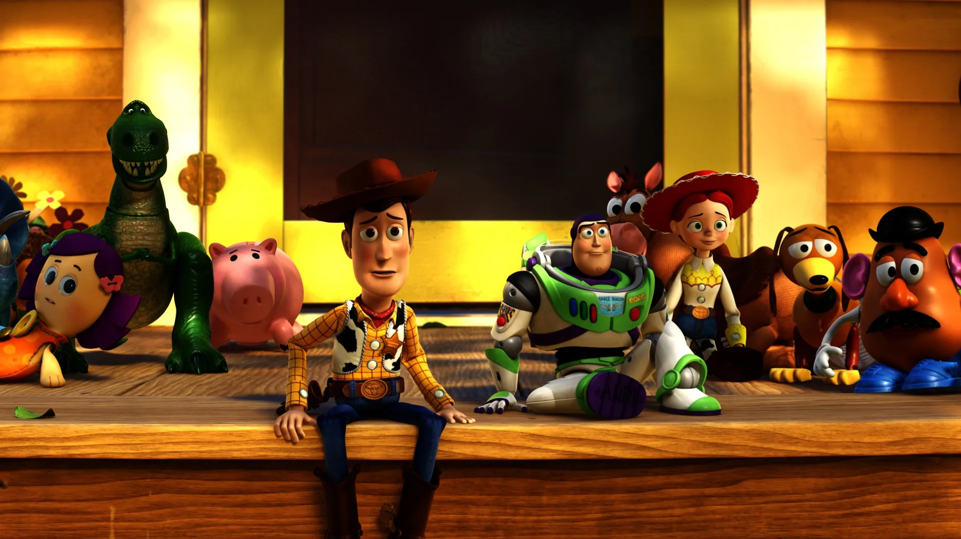 Tom Hanks, Joan Cusack, Tim Allen, Bonnie Hunt, John Ratzenberger, Wallace Shawn, Blake Clark, and Don Rickles in Toy Story 3 (2010)