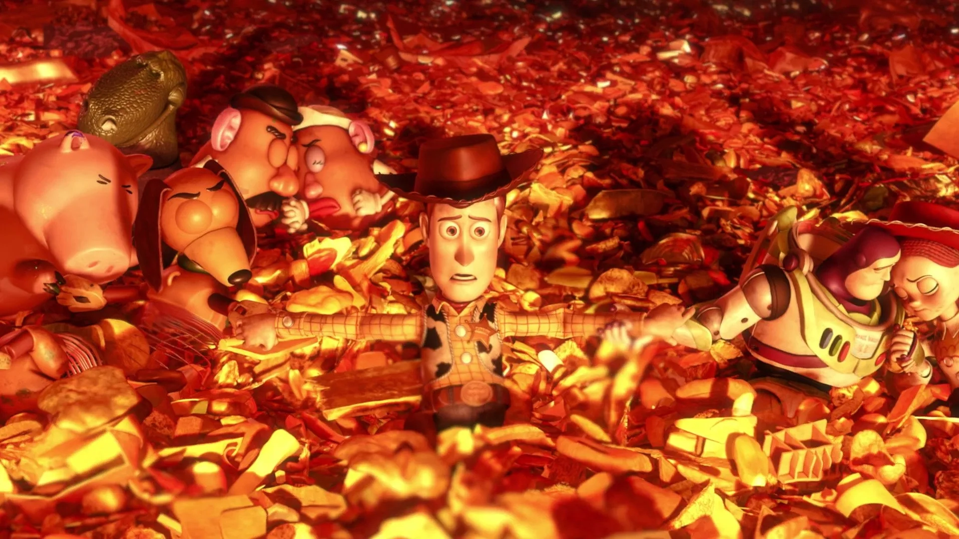 Tom Hanks, Joan Cusack, Tim Allen, John Ratzenberger, Wallace Shawn, Blake Clark, Estelle Harris, and Don Rickles in Toy Story 3 (2010)