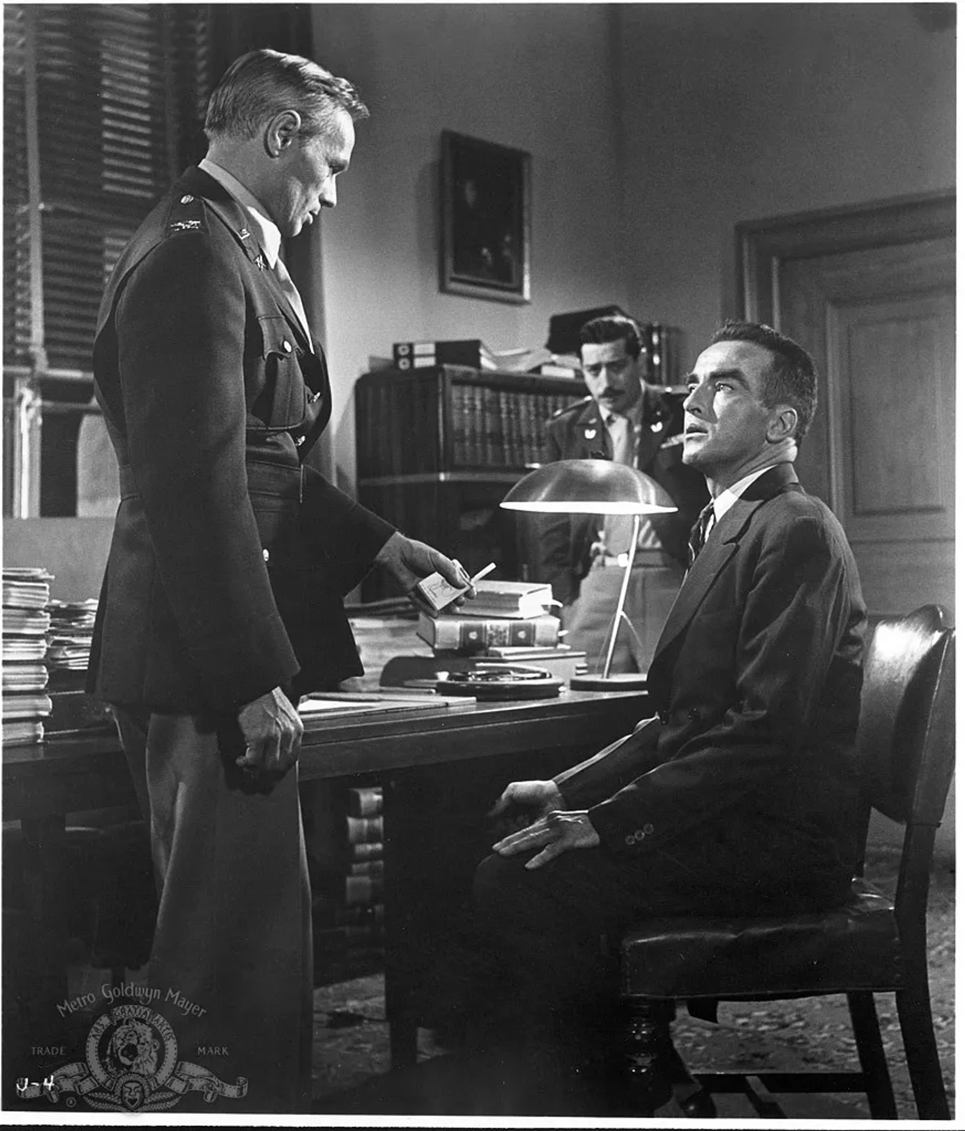 Montgomery Clift, Richard Widmark, and Joseph Bernard in Judgment at Nuremberg (1961)