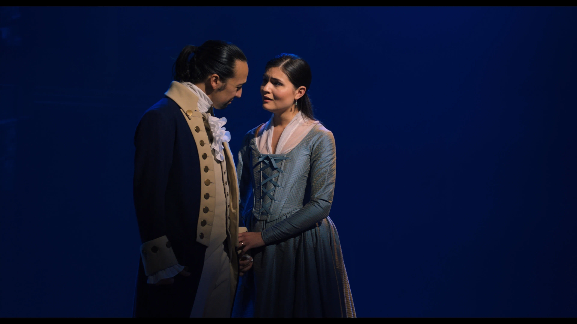 Lin-Manuel Miranda and Phillipa Soo in Hamilton (2020)