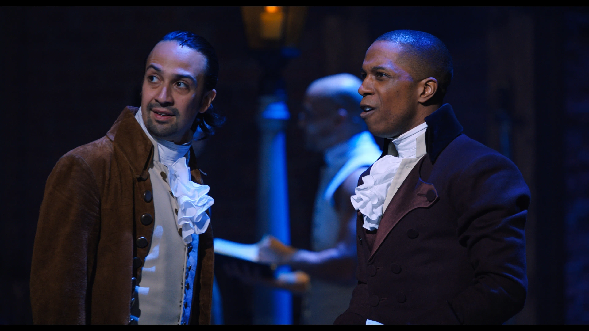 Lin-Manuel Miranda and Leslie Odom Jr. in Hamilton (2020)