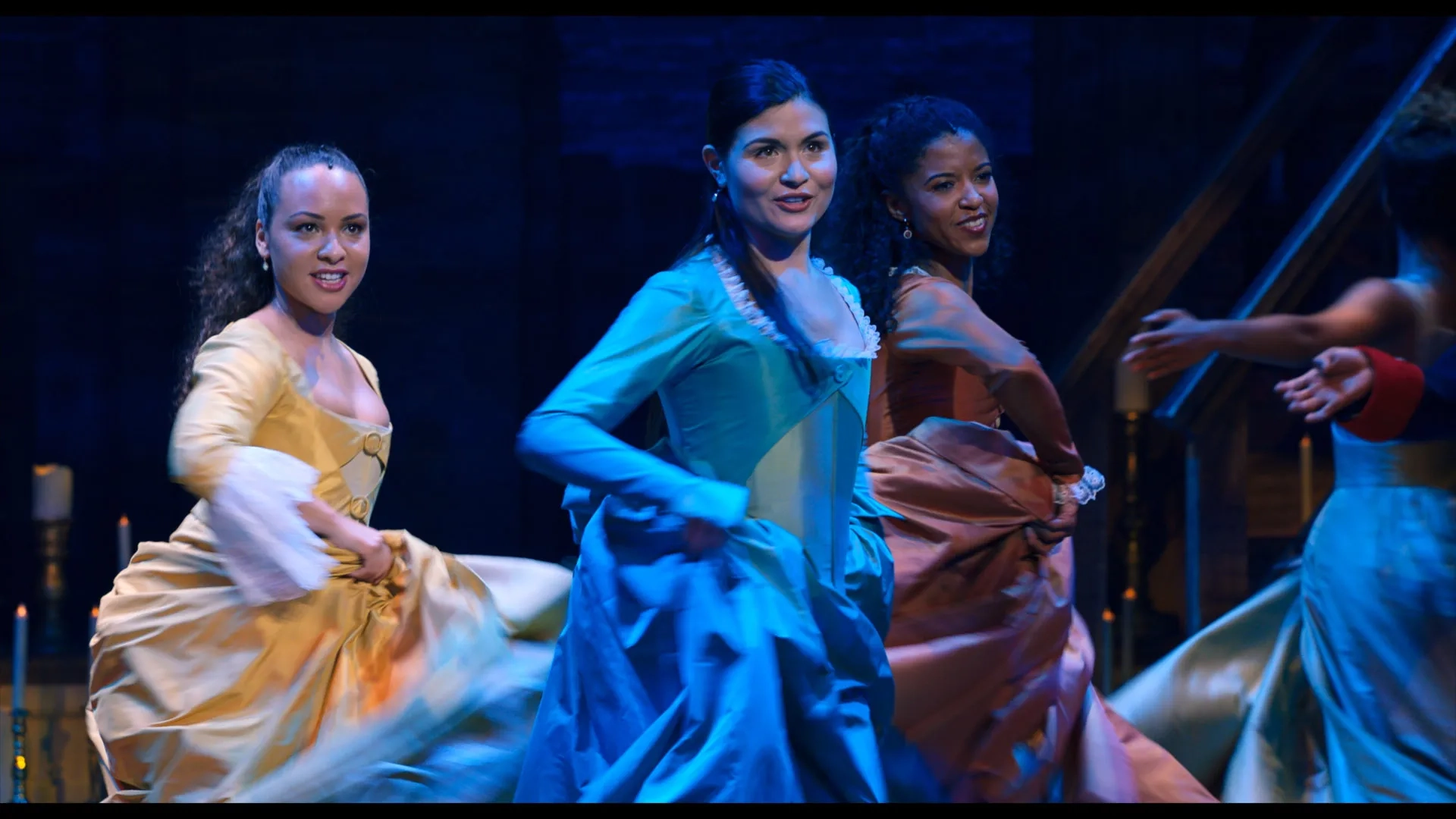 Renée Elise Goldsberry, Jasmine Cephas Jones, and Phillipa Soo in Hamilton (2020)