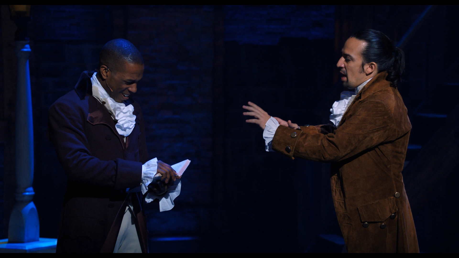 Lin-Manuel Miranda and Leslie Odom Jr. in Hamilton (2020)