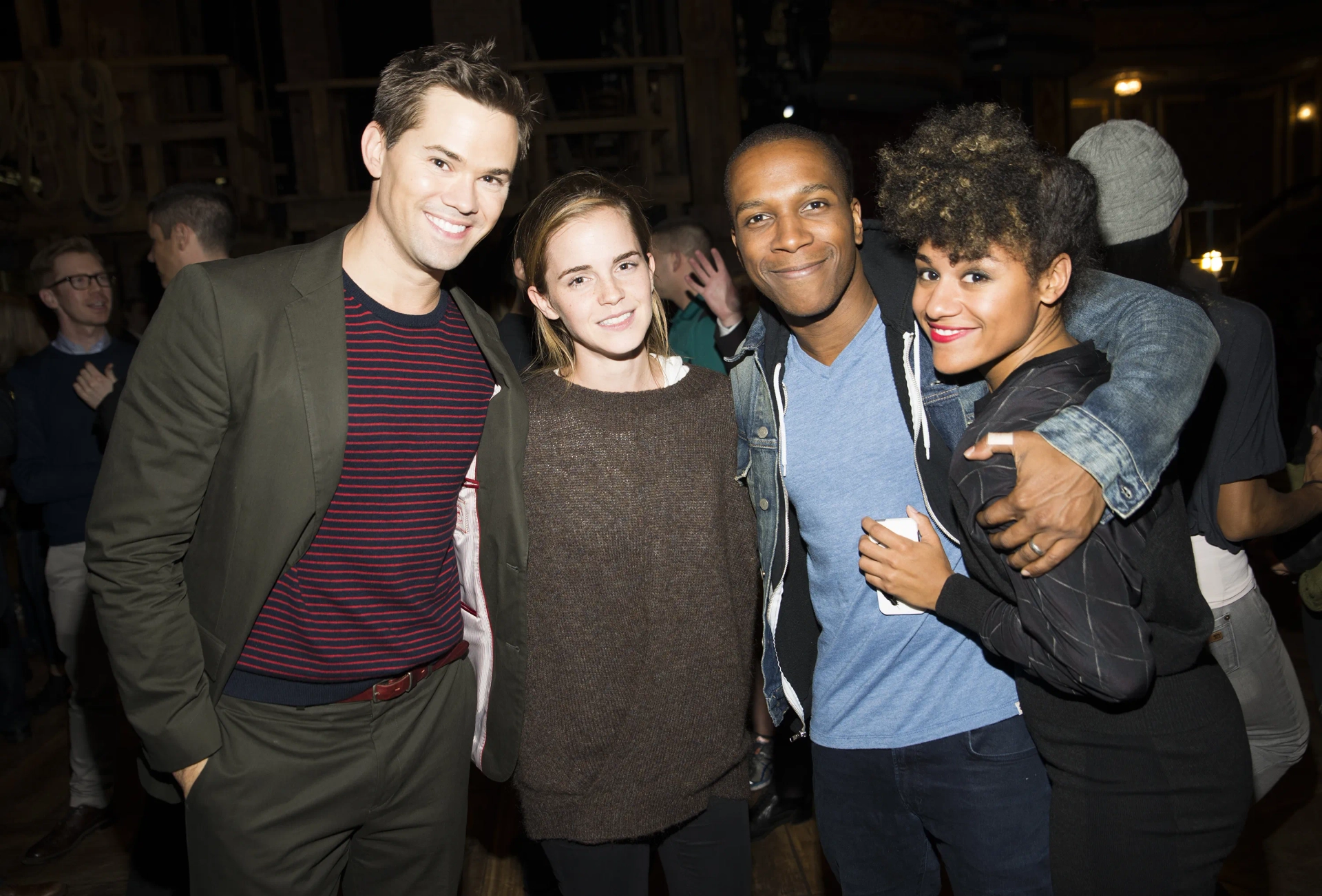 Andrew Rannells, Emma Watson, Leslie Odom Jr., and Ariana DeBose at an event for Hamilton (2020)