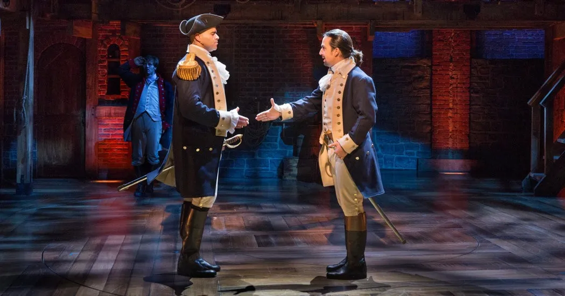 Lin-Manuel Miranda and Chris Jackson in Hamilton (2020)