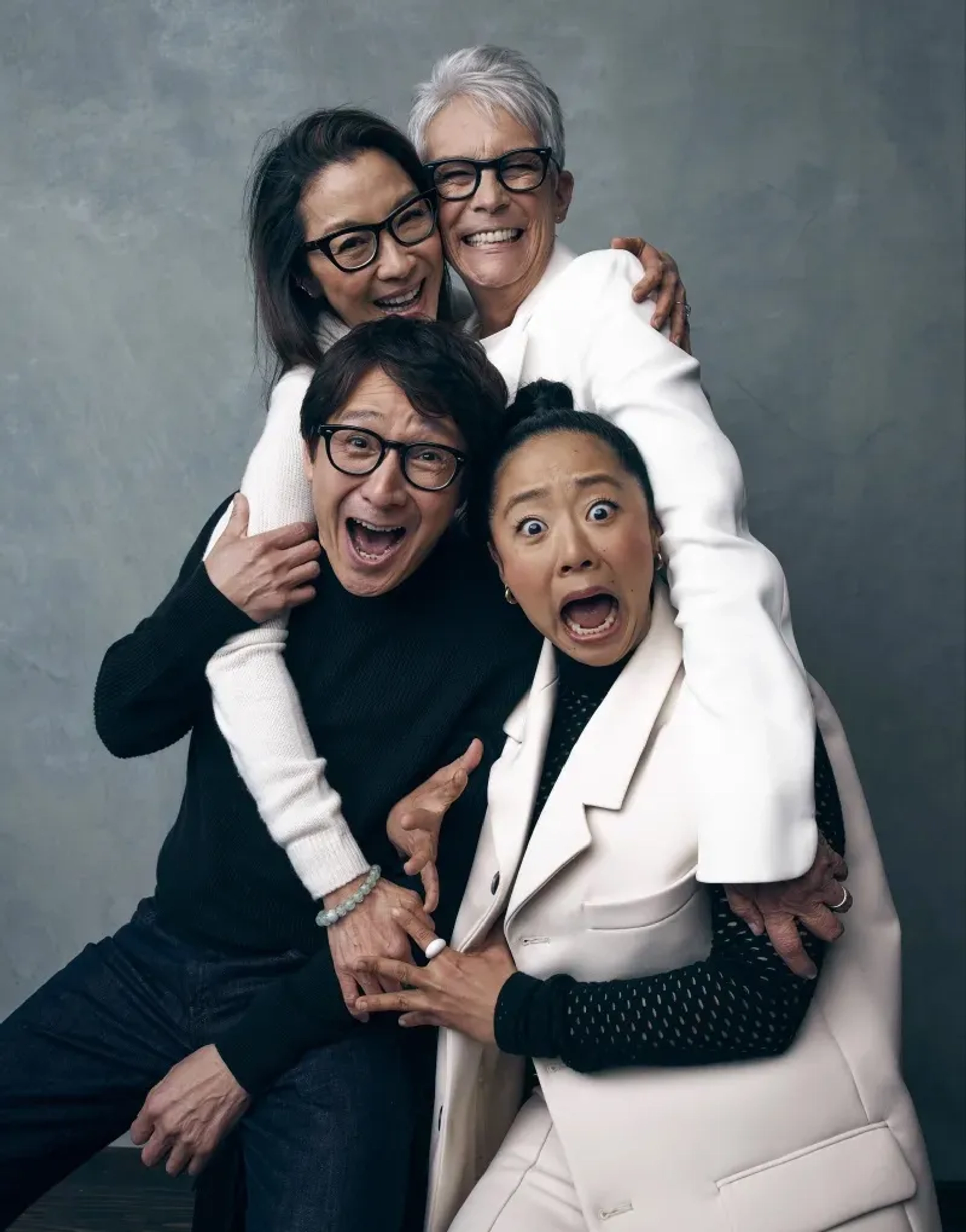 Jamie Lee Curtis, Michelle Yeoh, Ke Huy Quan, and Stephanie Hsu in Everything Everywhere All at Once (2022)