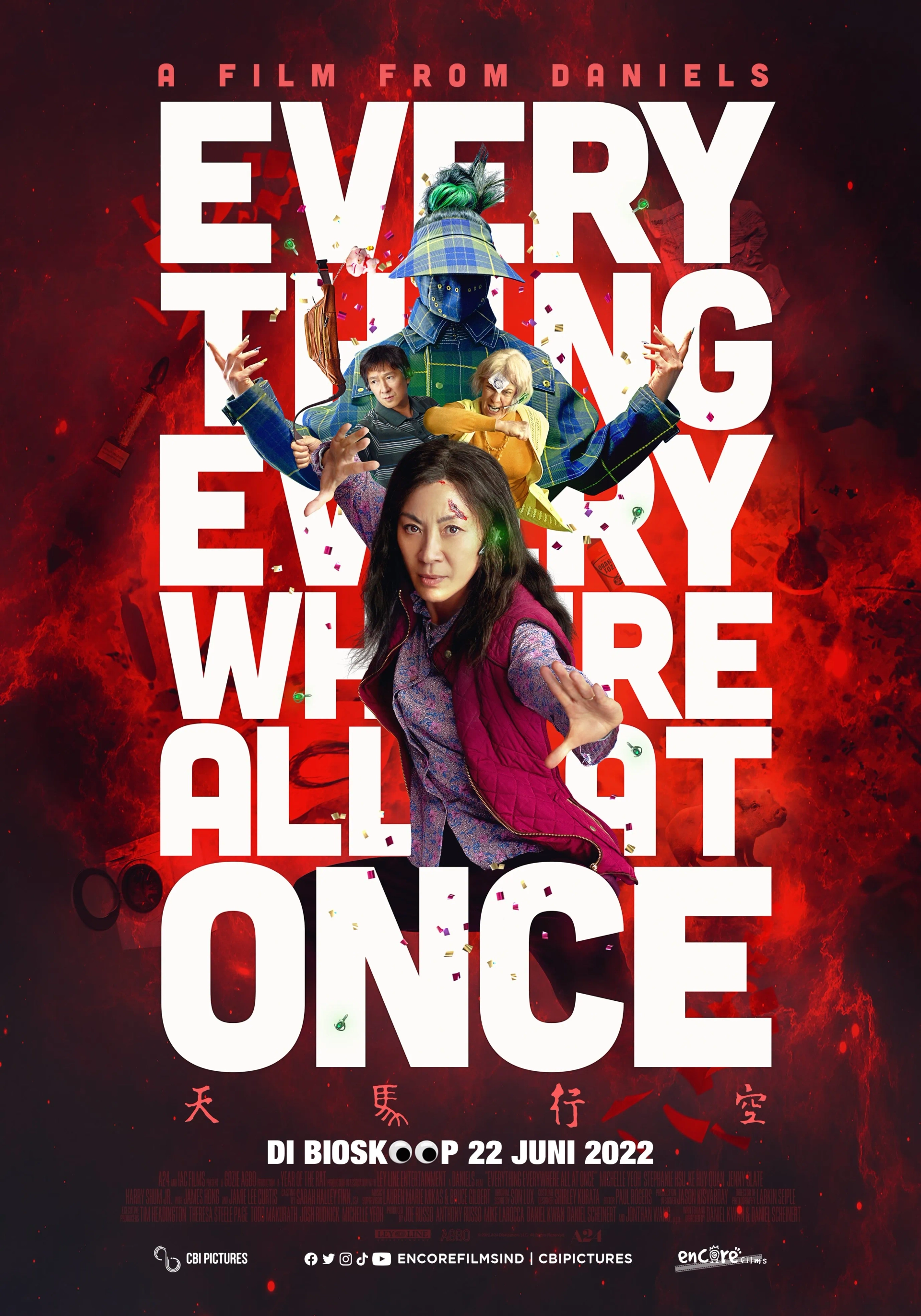 Jamie Lee Curtis, Michelle Yeoh, and Ke Huy Quan in Everything Everywhere All at Once (2022)