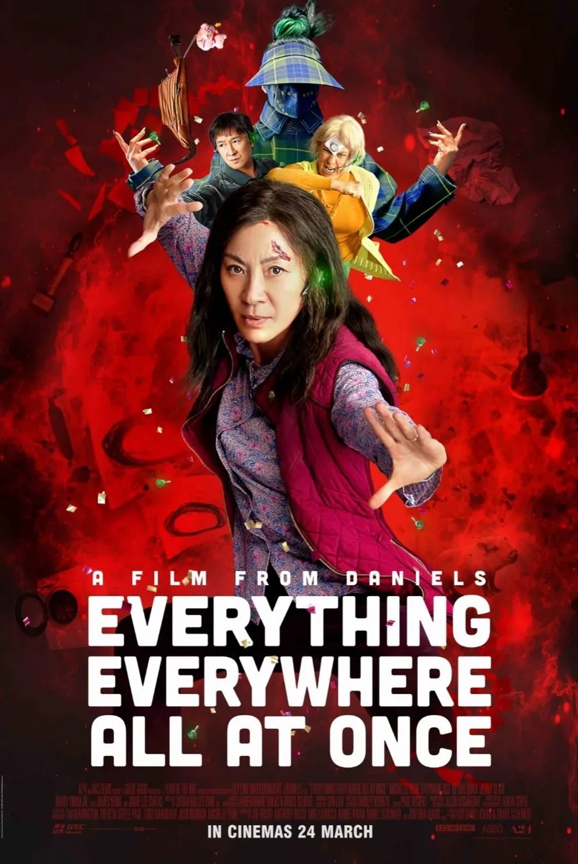 Jamie Lee Curtis, Michelle Yeoh, and Ke Huy Quan in Everything Everywhere All at Once (2022)