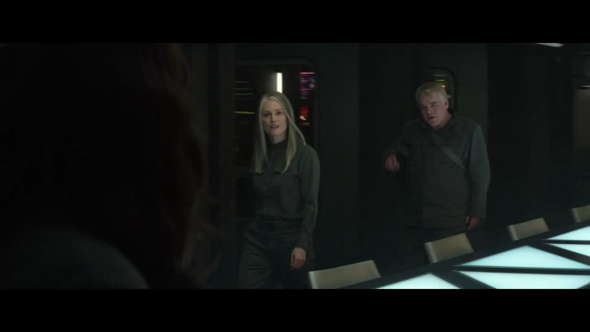 Julianne Moore and Philip Seymour Hoffman in The Hunger Games: Mockingjay - Part 1 (2014)