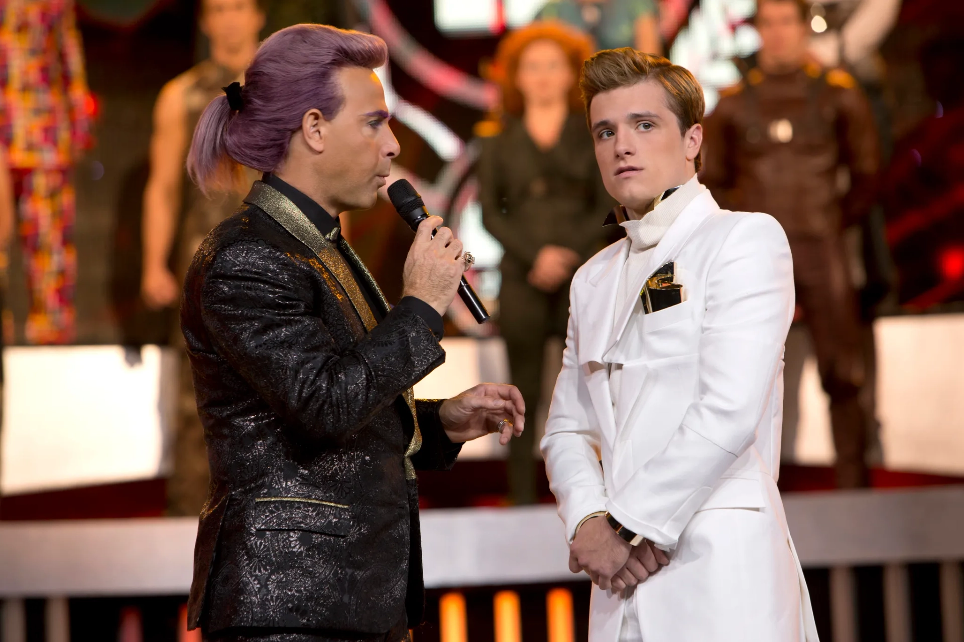 Stanley Tucci and Josh Hutcherson in The Hunger Games: Catching Fire (2013)