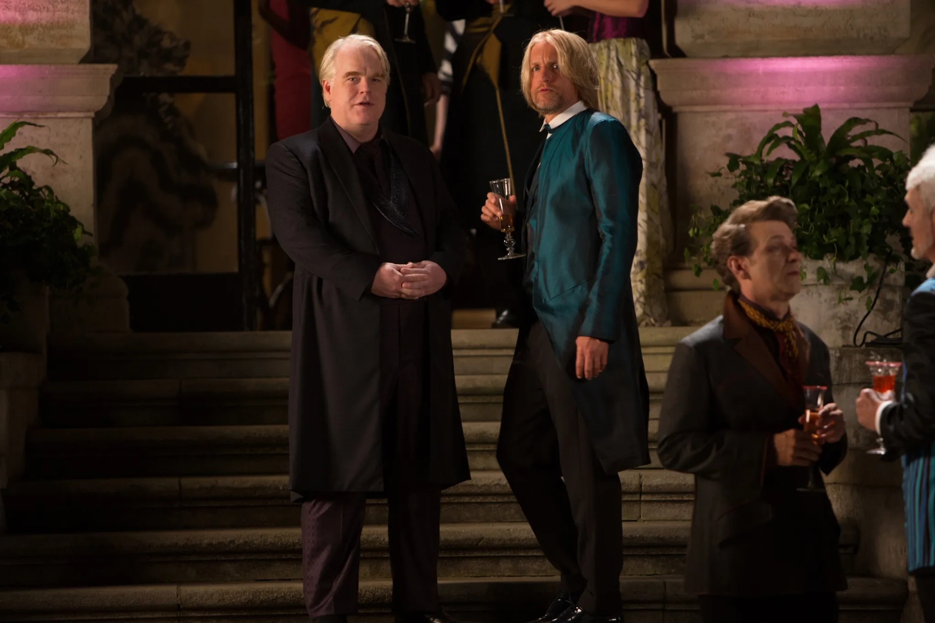 Woody Harrelson and Philip Seymour Hoffman in The Hunger Games: Catching Fire (2013)