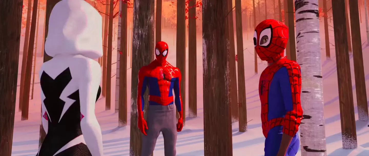 Jake Johnson, Hailee Steinfeld, and Shameik Moore in Spider-Man: Into the Spider-Verse (2018)