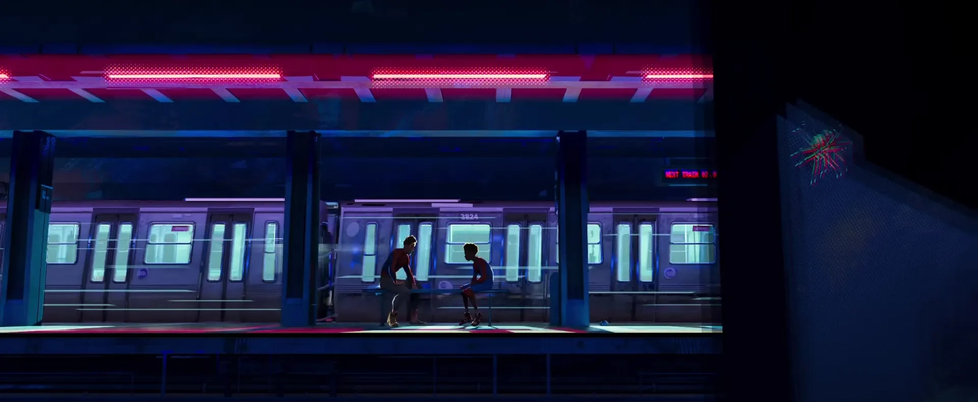 Jake Johnson and Shameik Moore in Spider-Man: Into the Spider-Verse (2018)