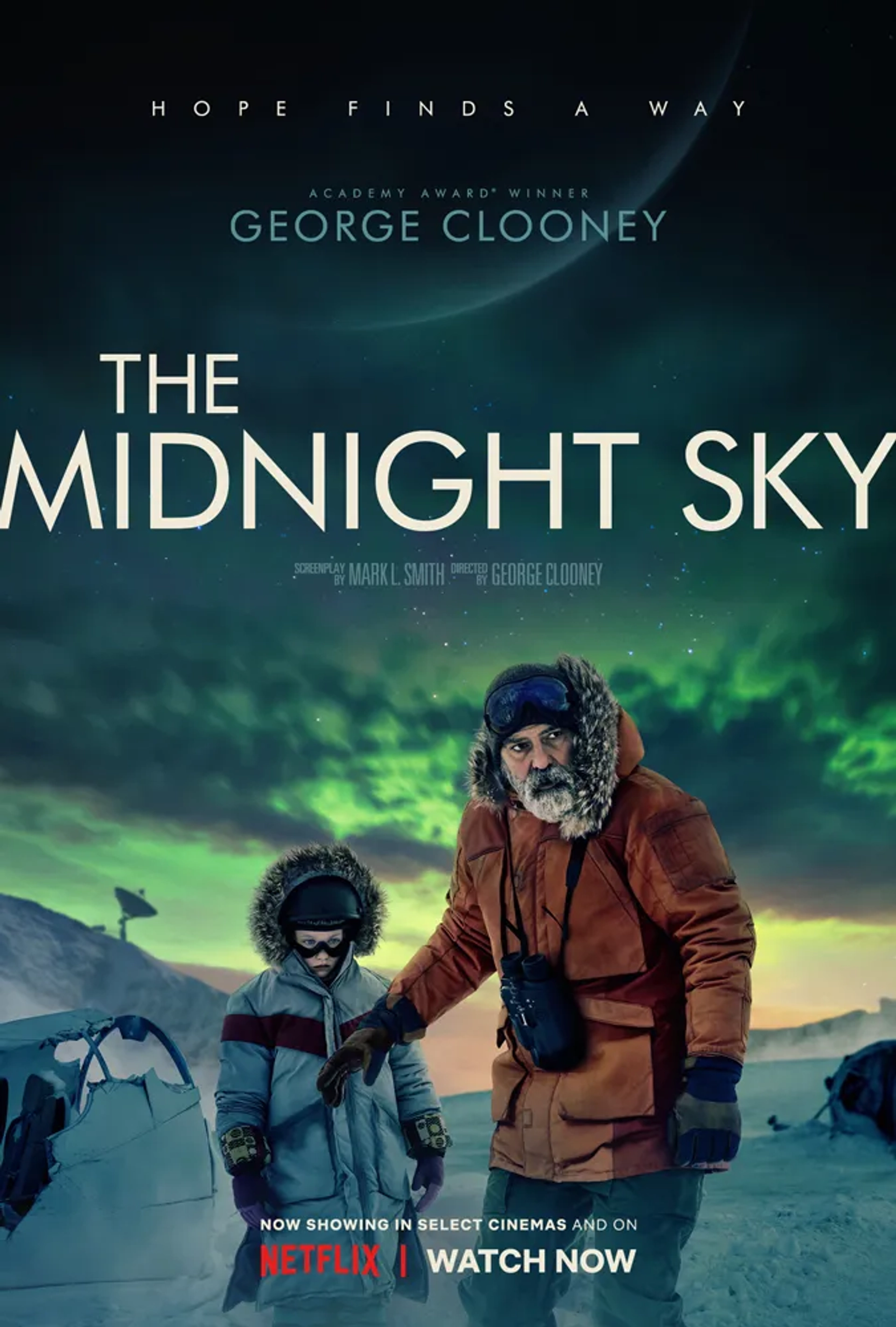 George Clooney and Caoilinn Springall in The Midnight Sky (2020)