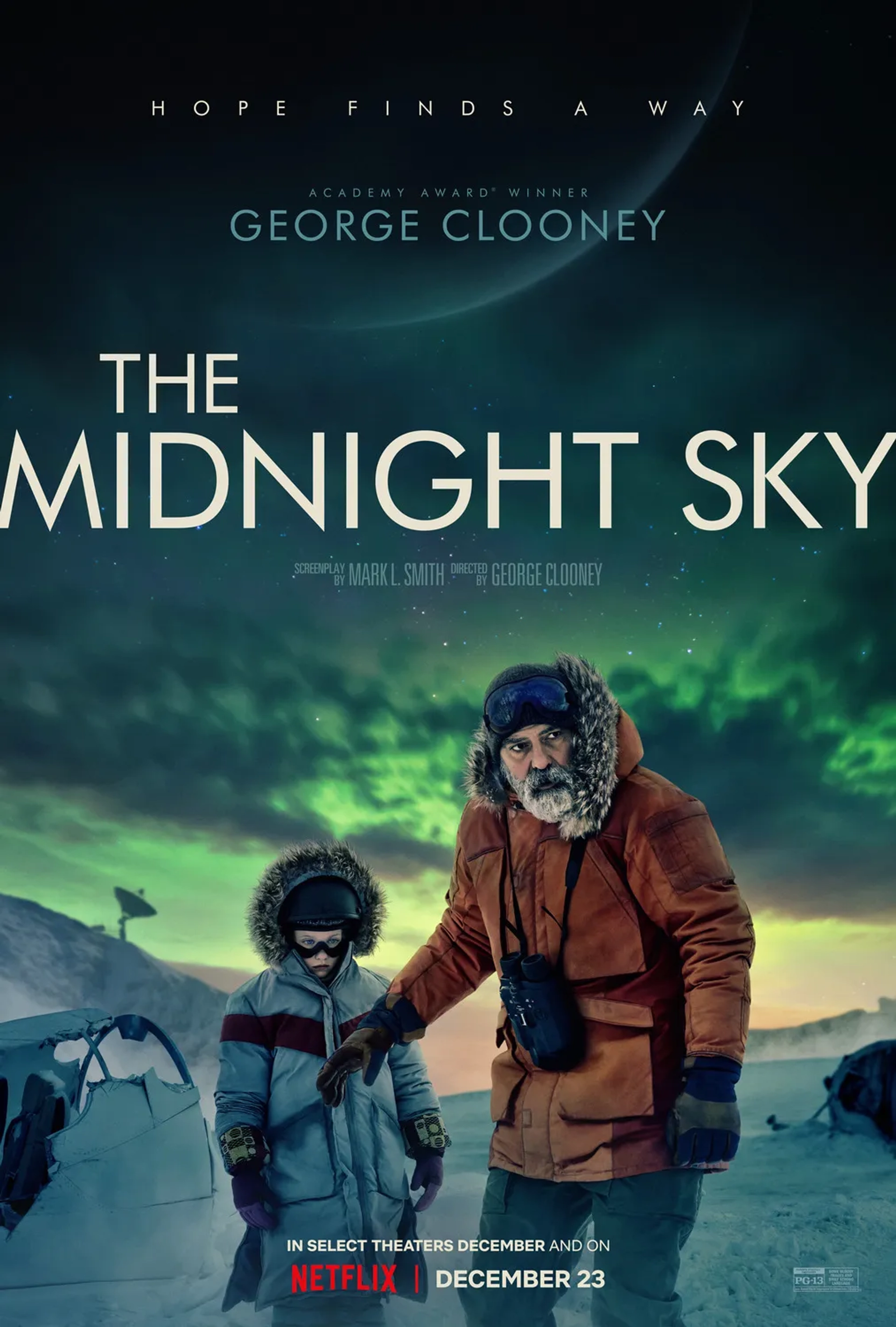 George Clooney and Caoilinn Springall in The Midnight Sky (2020)