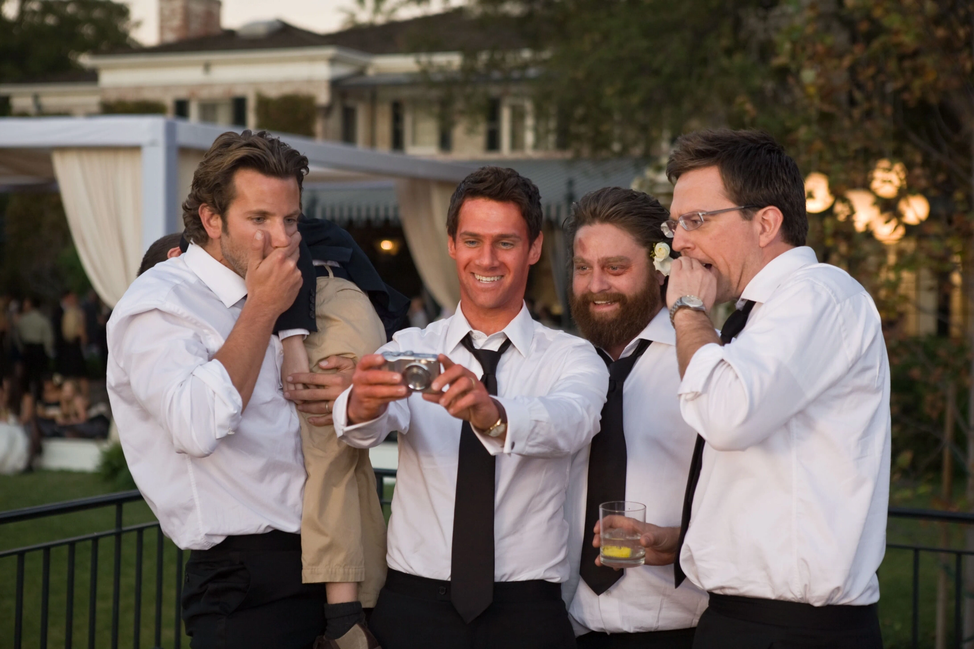 Justin Bartha, Bradley Cooper, Zach Galifianakis, and Ed Helms in The Hangover (2009)