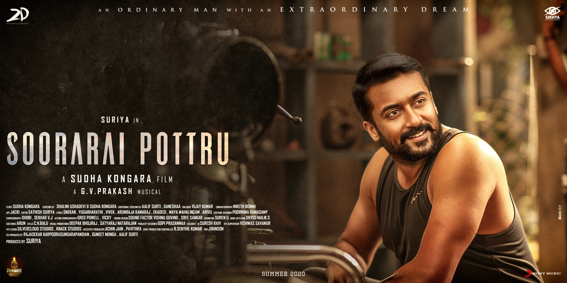 Suriya, Sudha Kongara, and G.V. Prakash Kumar in Soorarai Pottru (2020)