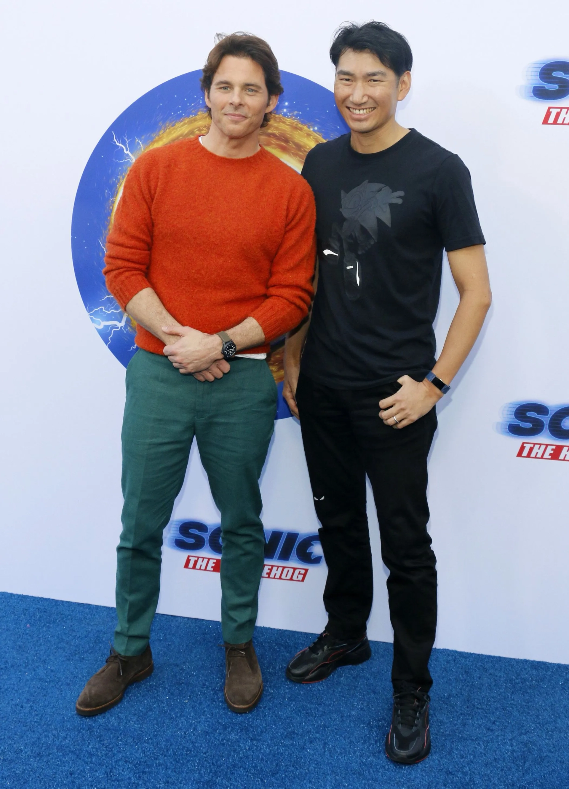 James Marsden and Haruki Satomi at an event for Sonic the Hedgehog (2020)