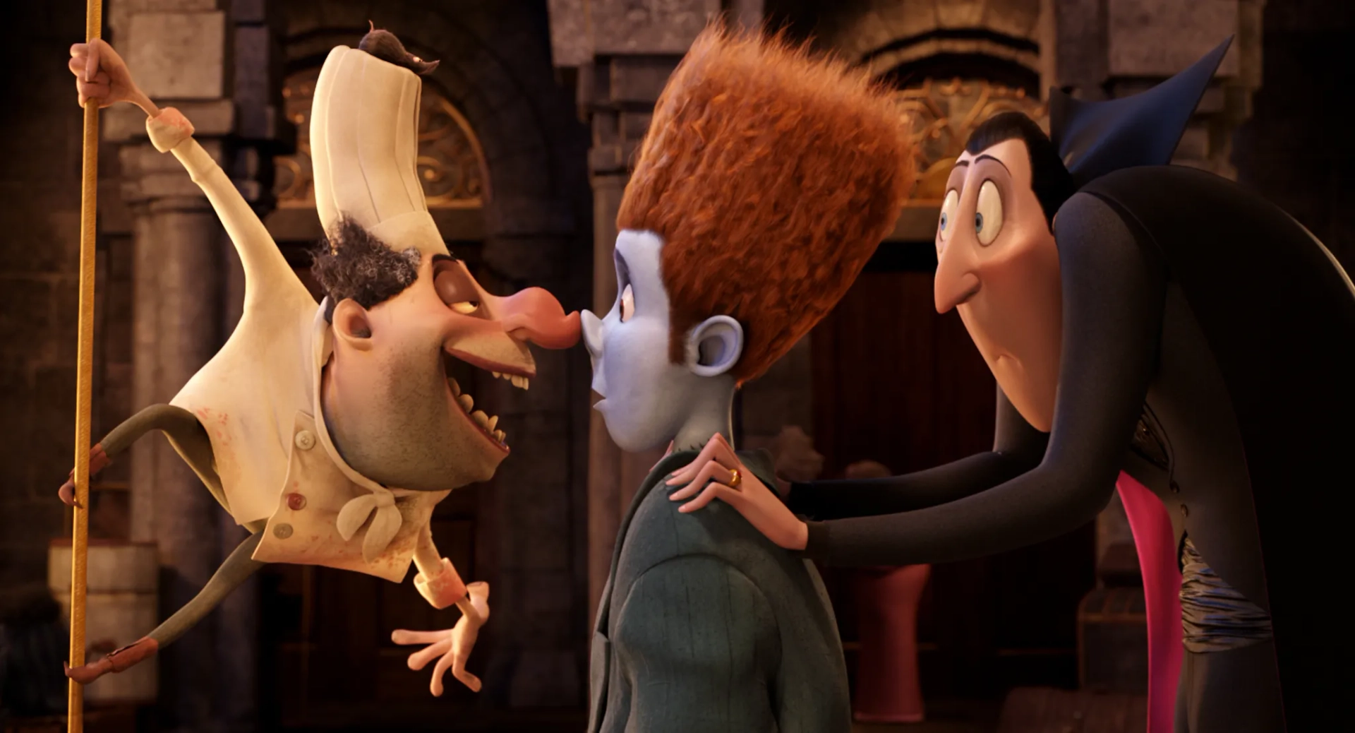 Adam Sandler, Jon Lovitz, and Andy Samberg in Hotel Transylvania (2012)