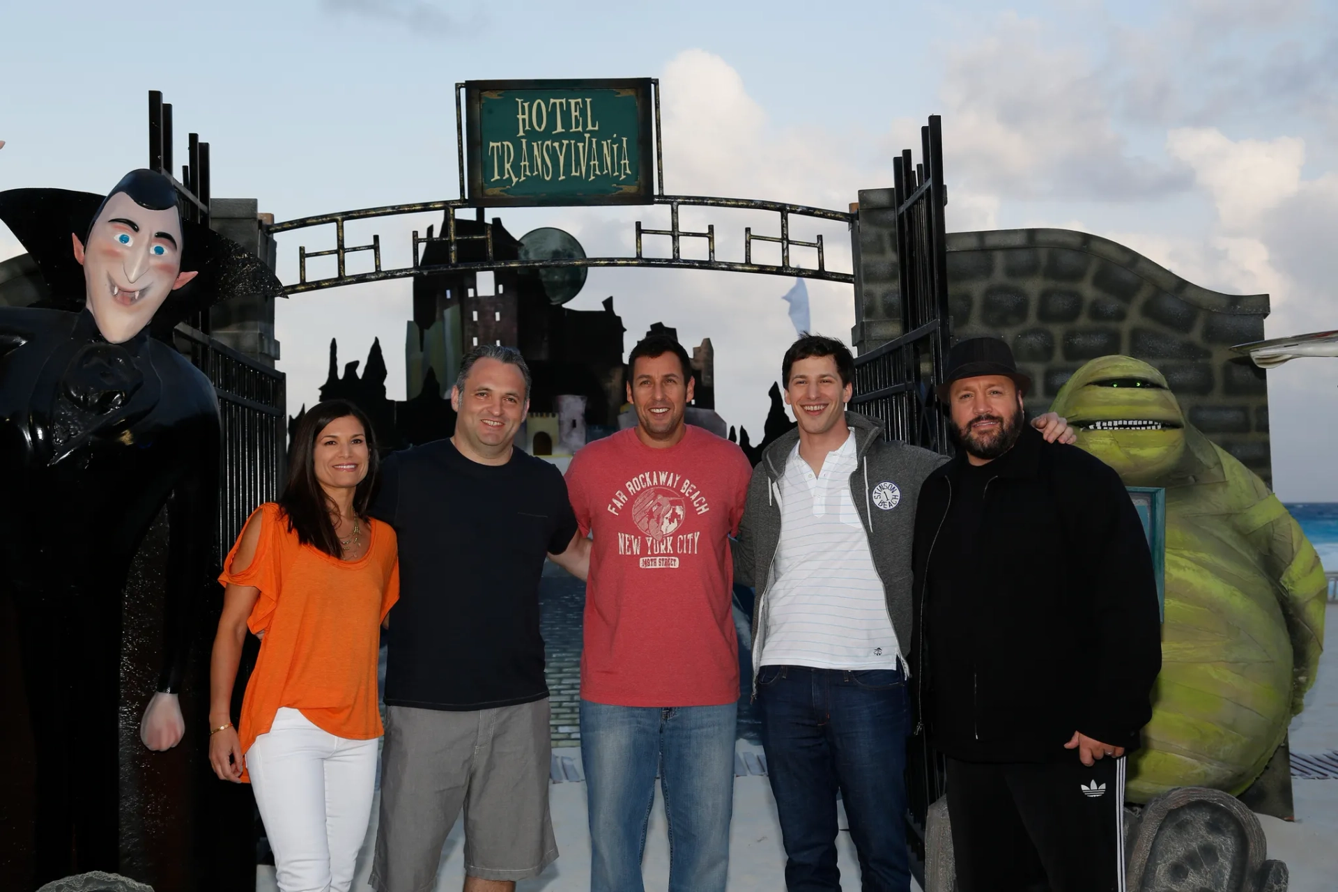 Adam Sandler, Kevin James, Michelle Murdocca, Genndy Tartakovsky, and Andy Samberg at an event for Hotel Transylvania (2012)