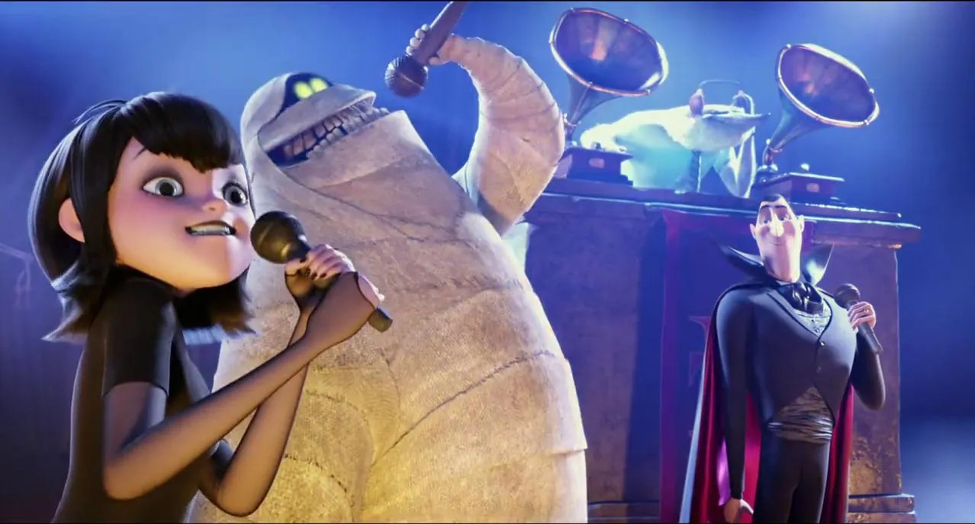 Steve Buscemi, Adam Sandler, CeeLo Green, and Selena Gomez in Hotel Transylvania (2012)