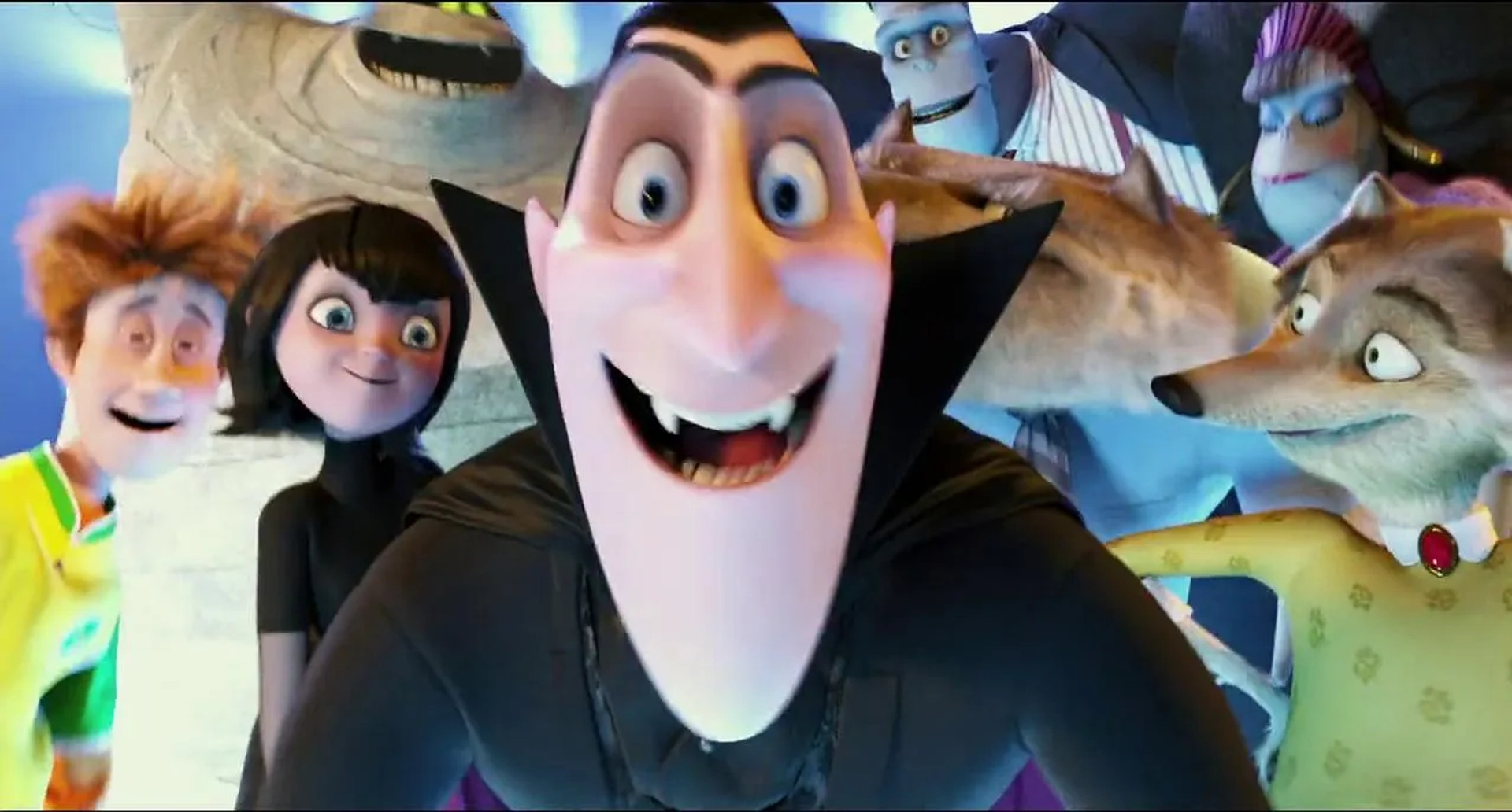 Steve Buscemi, Fran Drescher, Adam Sandler, David Spade, CeeLo Green, Kevin James, Molly Shannon, Selena Gomez, and Andy Samberg in Hotel Transylvania (2012)