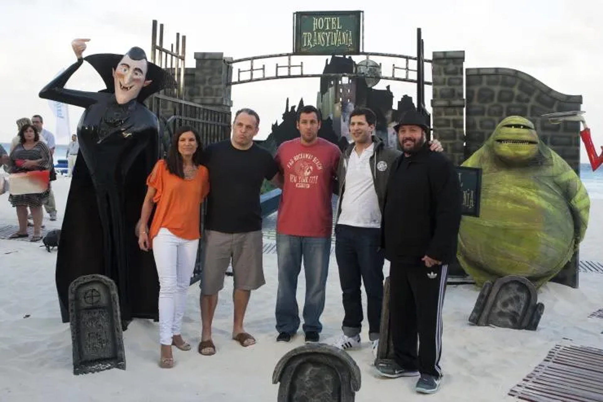 Adam Sandler, Kevin James, Michelle Murdocca, Genndy Tartakovsky, and Andy Samberg at an event for Hotel Transylvania (2012)