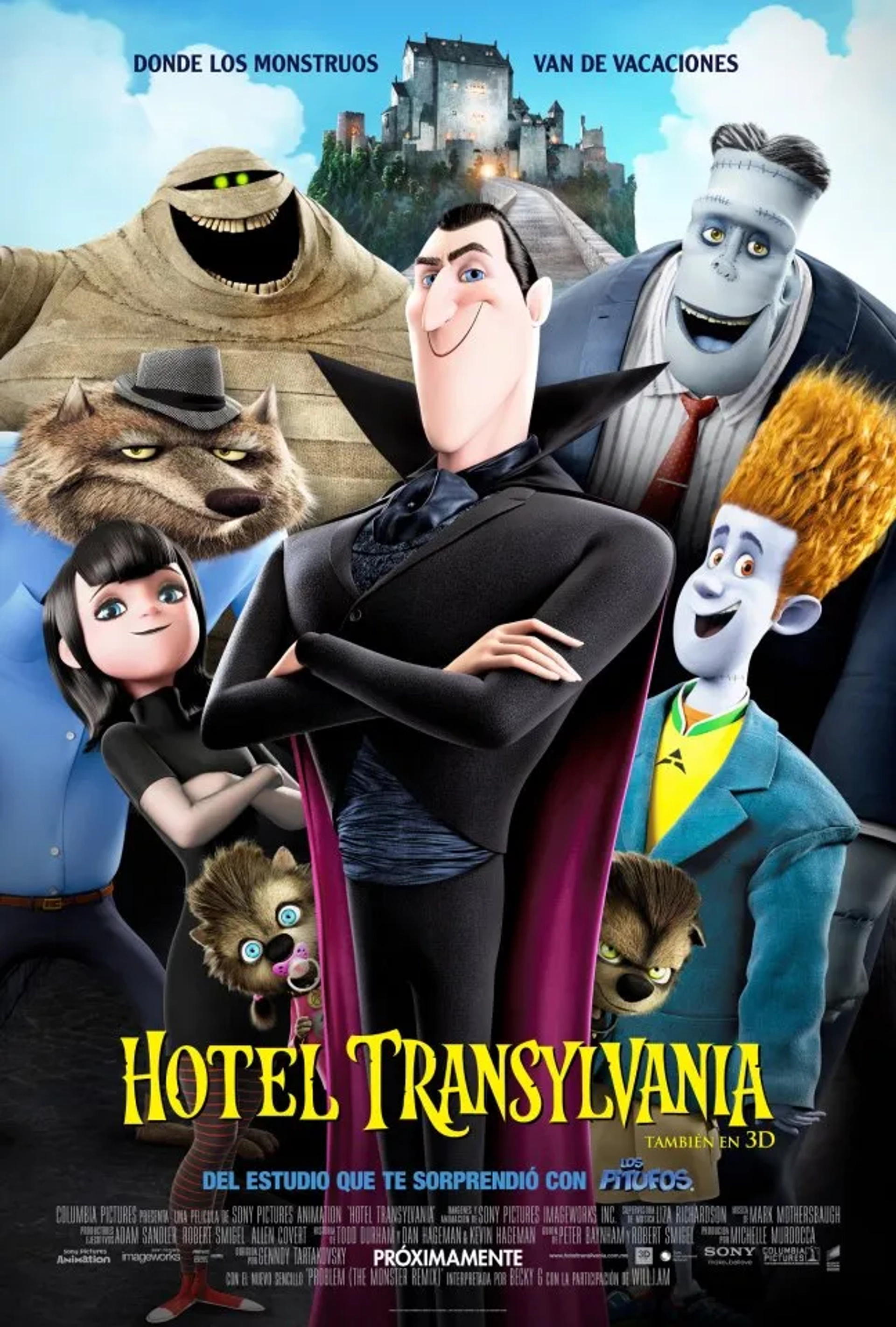 Steve Buscemi, Adam Sandler, CeeLo Green, Kevin James, Selena Gomez, Andy Samberg, and Sadie Sandler in Hotel Transylvania (2012)