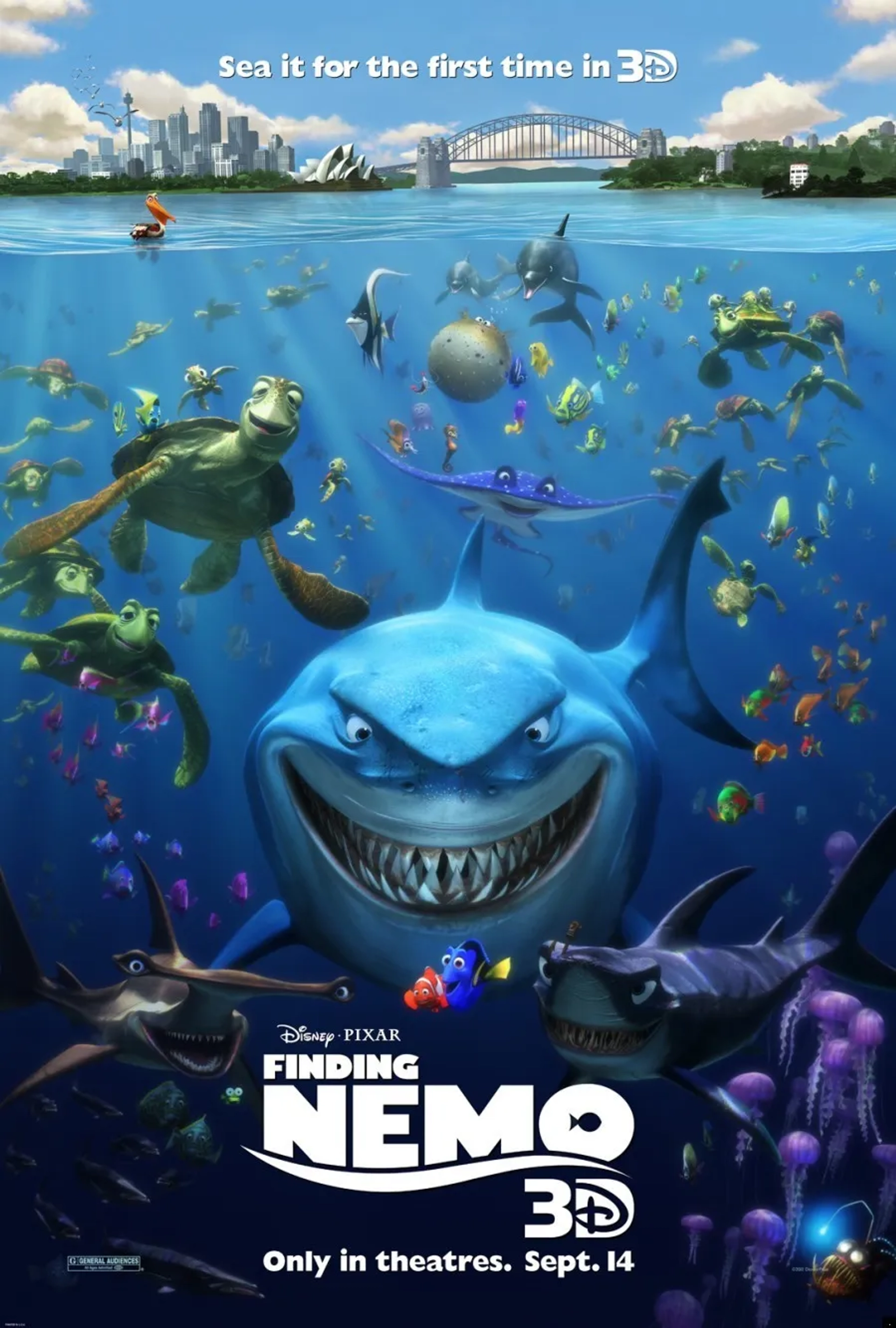 Willem Dafoe, Albert Brooks, Ellen DeGeneres, Geoffrey Rush, Andrew Stanton, Brad Garrett, Eric Bana, Barry Humphries, Vicki Lewis, Austin Pendleton, Joe Ranft, Stephen Root, and Bruce Spence in Finding Nemo (2003)