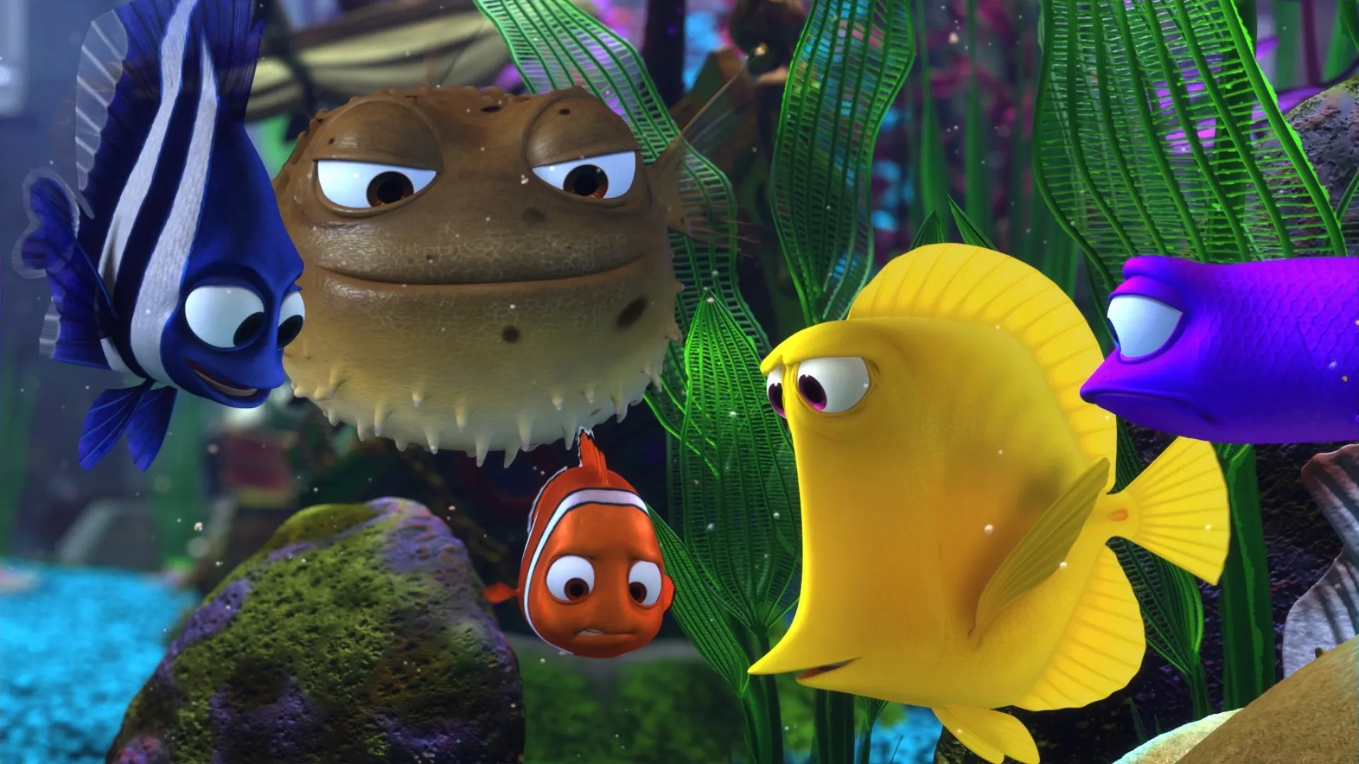 Brad Garrett, Vicki Lewis, Austin Pendleton, Stephen Root, and Alexander Gould in Finding Nemo (2003)