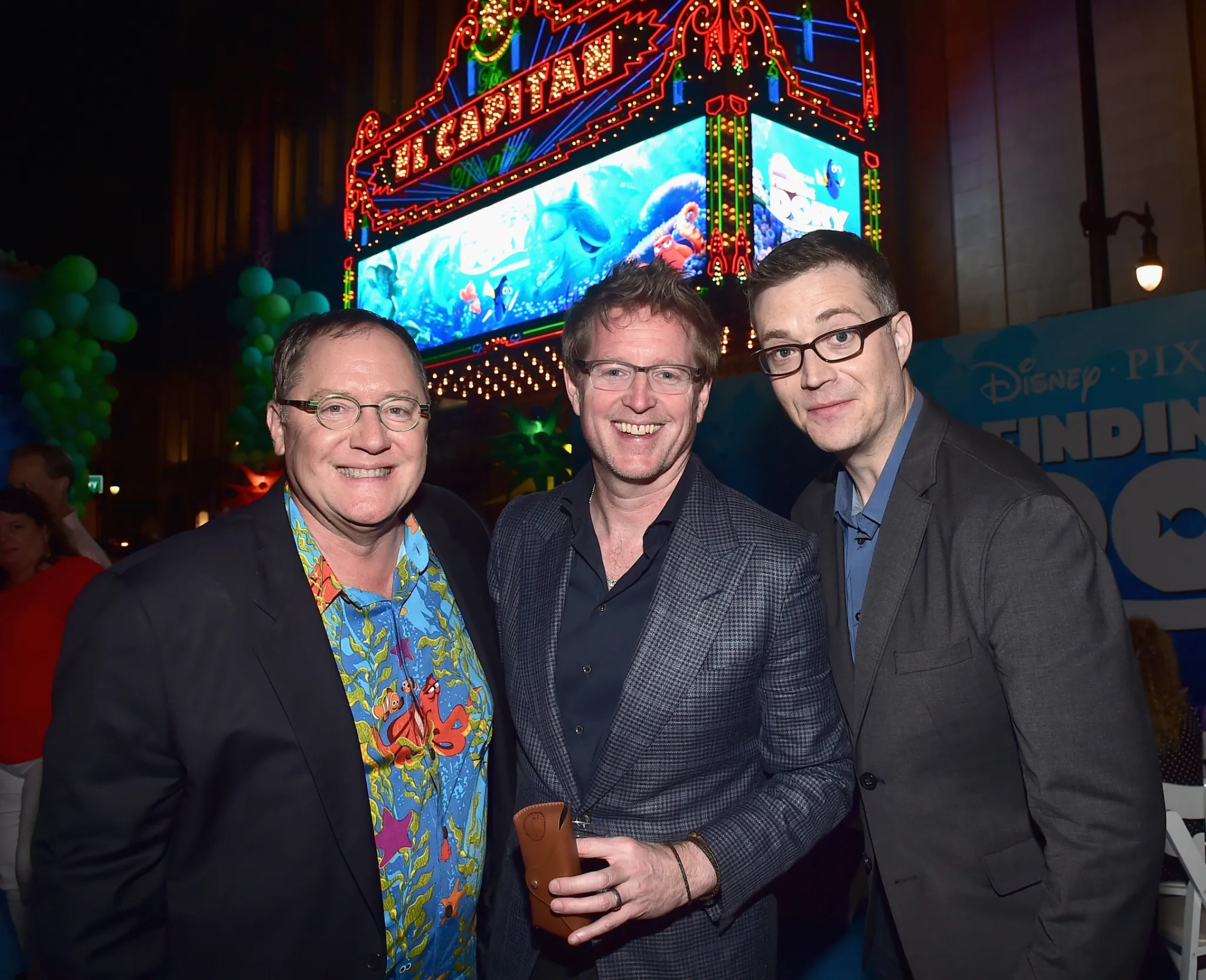 Andrew Stanton, John Lasseter, and Angus MacLane at an event for Finding Dory (2016)